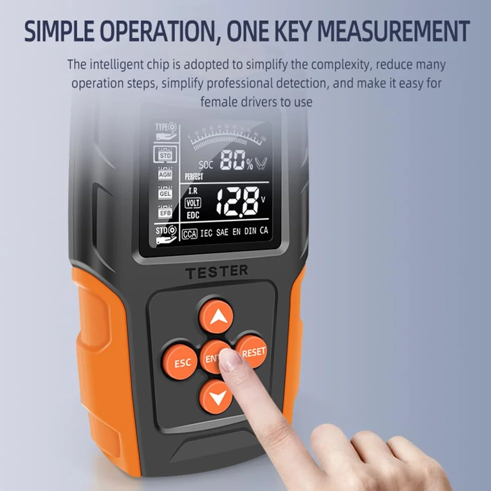 Miernik akumulatora 12V/24V LCD analizator ładowarki narzędzie diagnostyczne do samochodów/pojazdów elektrycznych/ciężarówek/pojazdów technicznych/akumulatorów AGM itp.