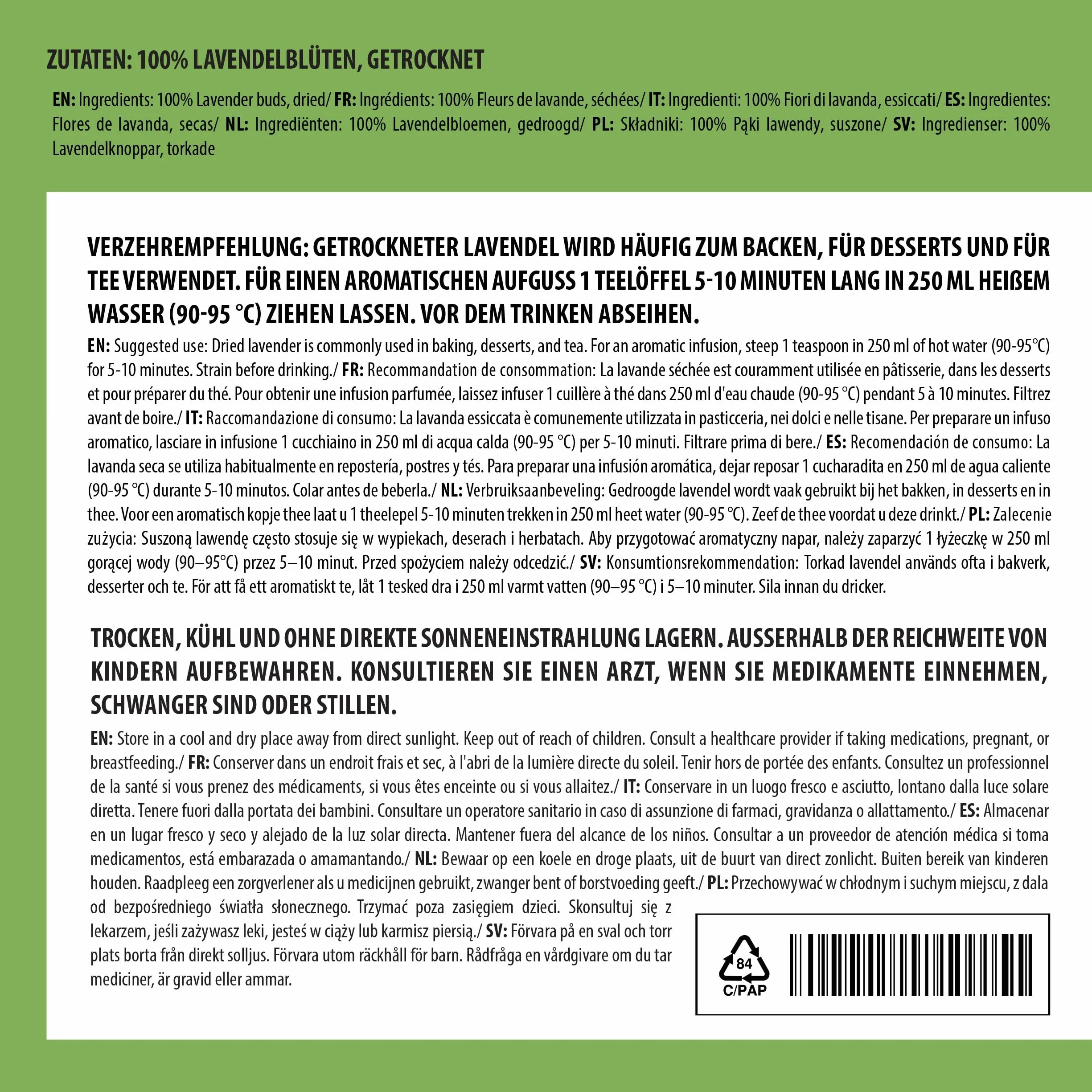 Alpi Nature Herbata Lawendowa 250g, Suszone Kwiaty i Pąki Lawendy, Herbata Liściasta z Kwiatów Lawendy