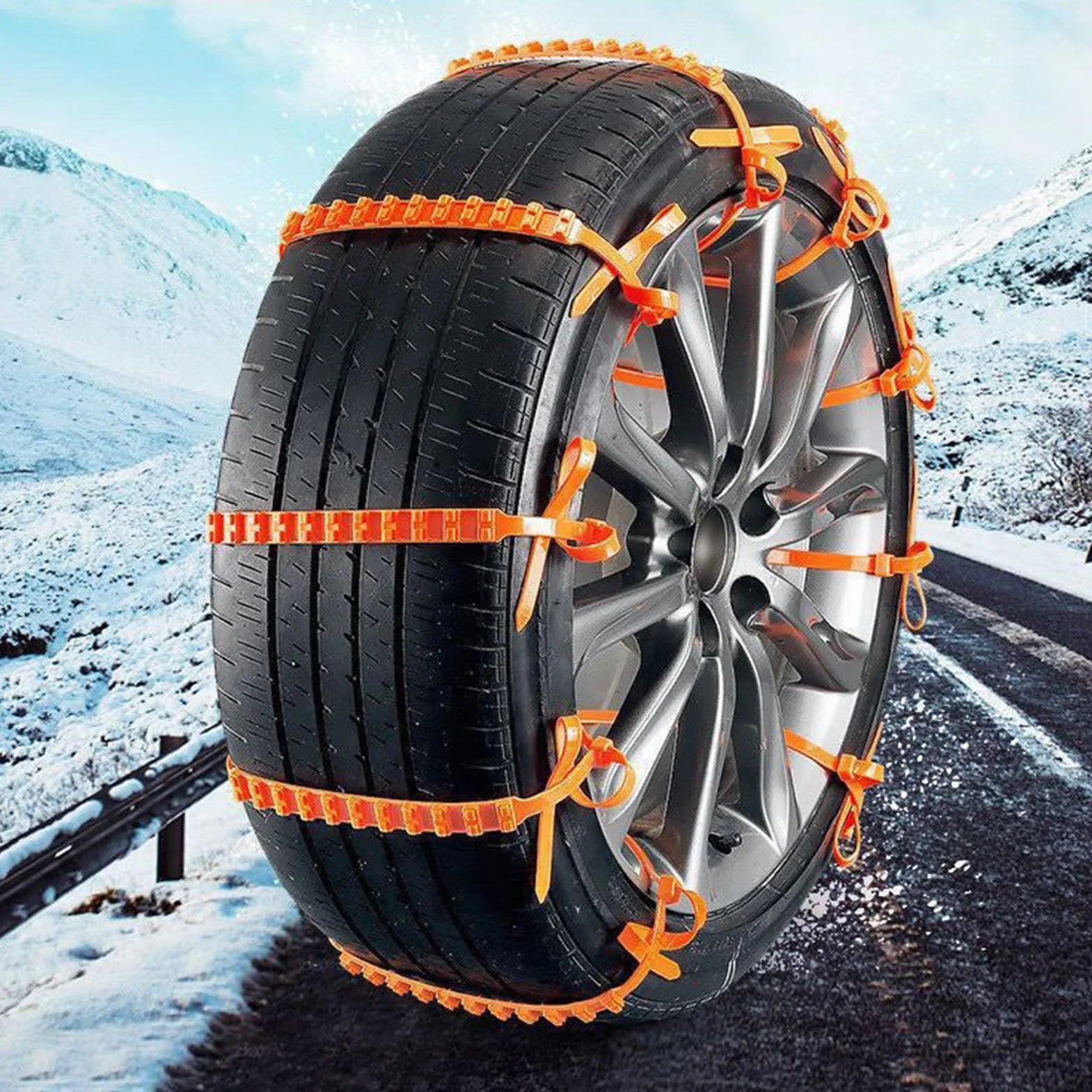 Snow Chains Anti Slip Wheel Traction Device 10 Pieces Zip Ties For Car Tires Sedan SUV Truck Winter Driving Road Safety Kit