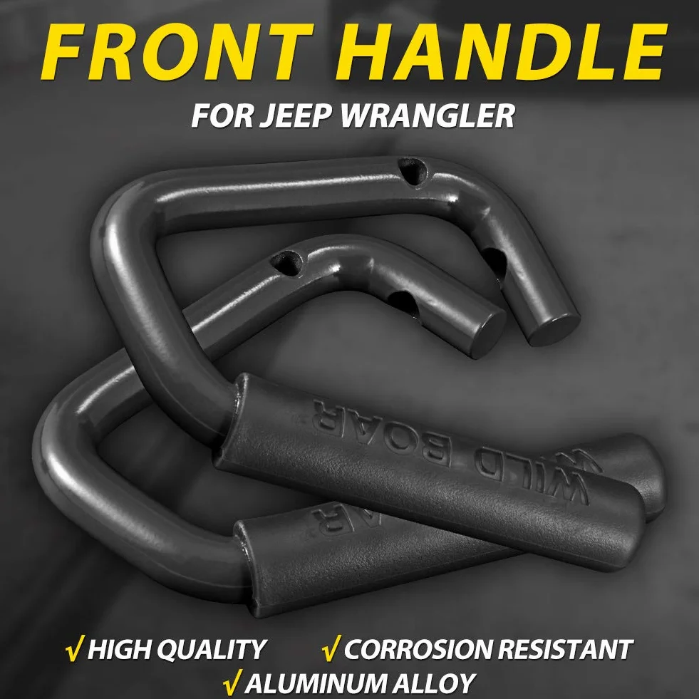 Przedni Uchwyt KATUR do Jeep Wrangler JK 2007-2017 2/4 Drzwi, Stal Czarny, 2 sztuk