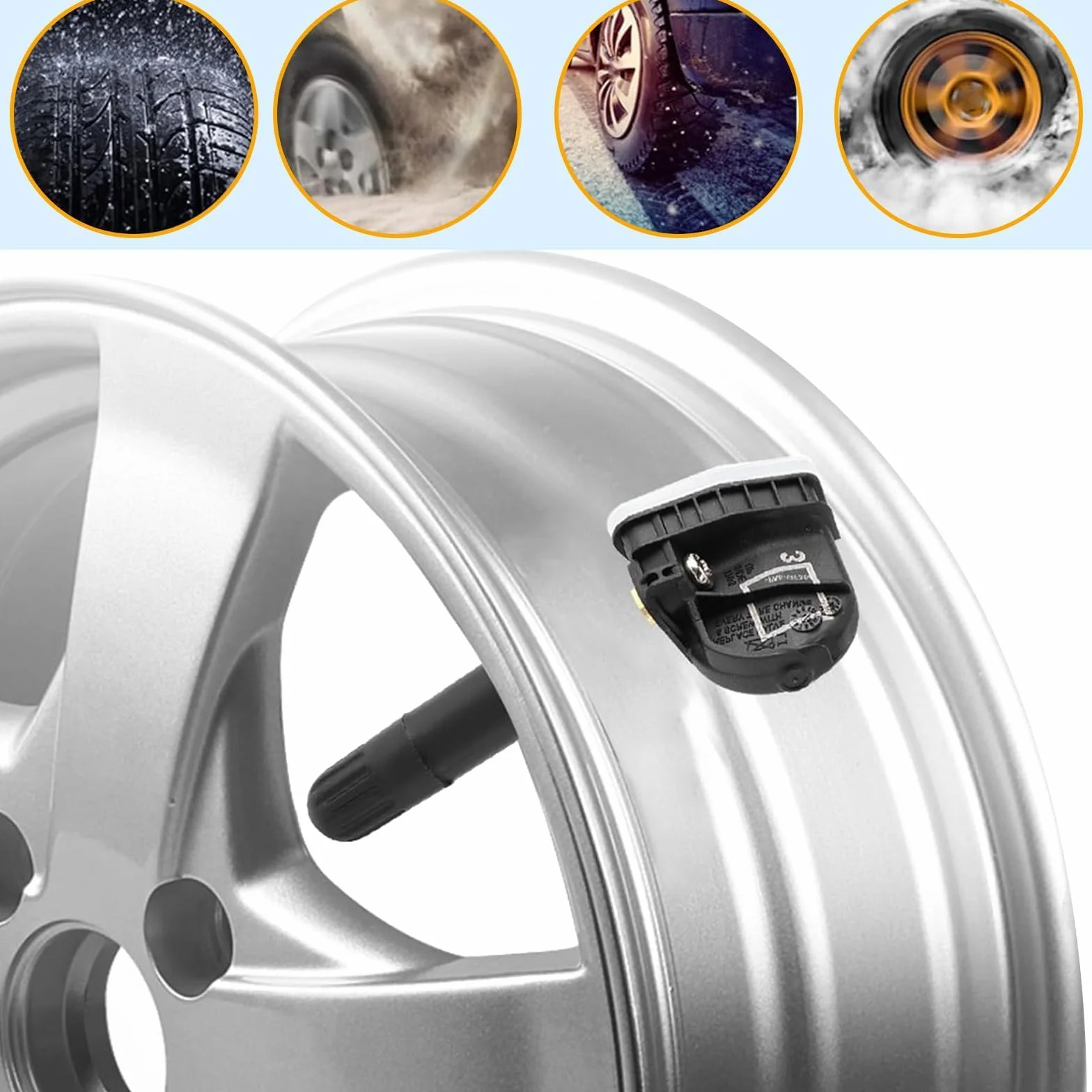 ANBOO 4 sztuki TPMS czujnik ciśnienia w oponach, system kontroli ciśnienia w oponach, czujniki RDKS, kompatybilne z Ford Focus III/C-Max II/B-Max/Kuga/Fiesta/Mondeo/Ecosport 1862980 2036832 2318530 do
