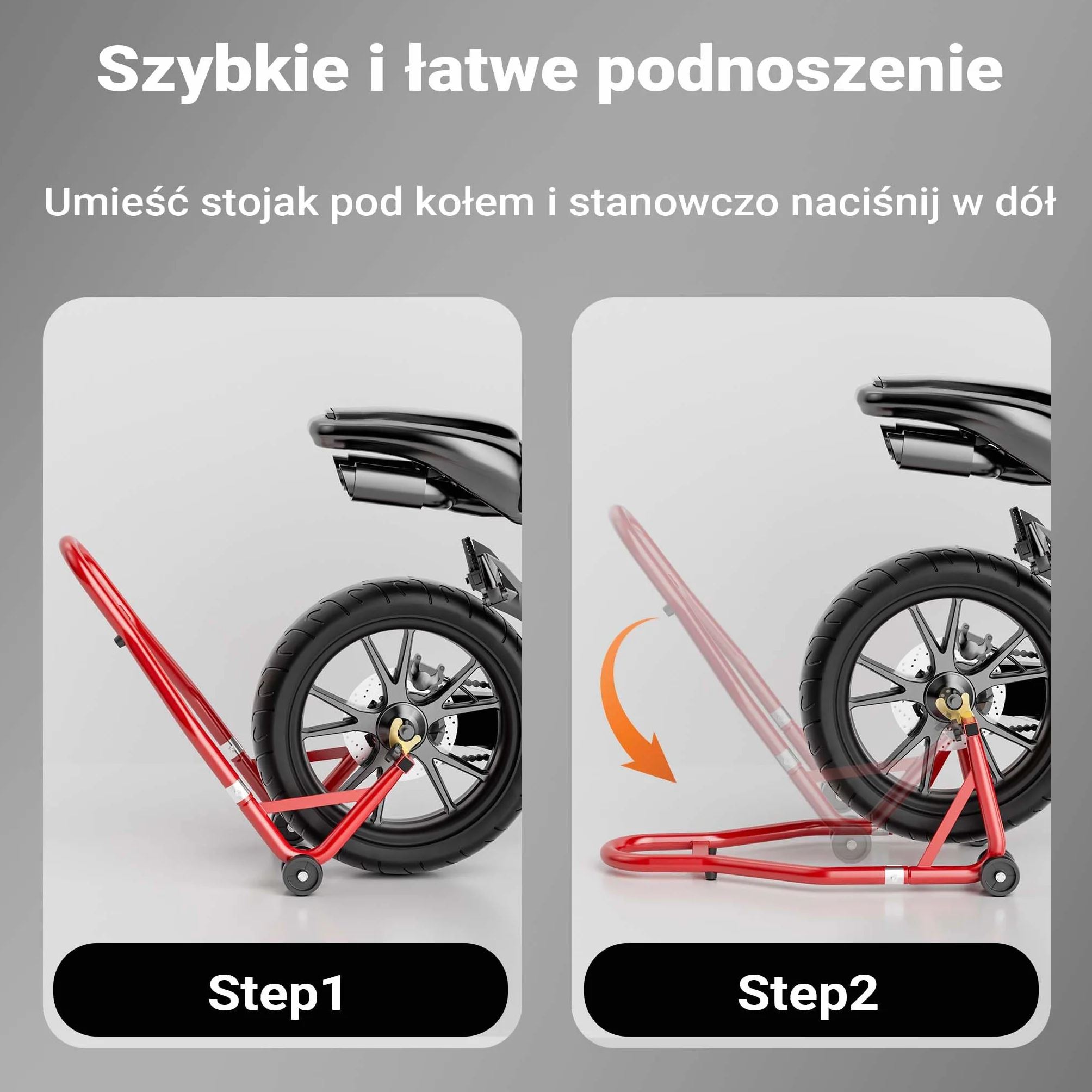 Wiltec Stojak na motocykl o wymiarach 370 x 325 mm do tylnego koła o szerokości 200-340 mm, stojak do serwisu koła motocyklu