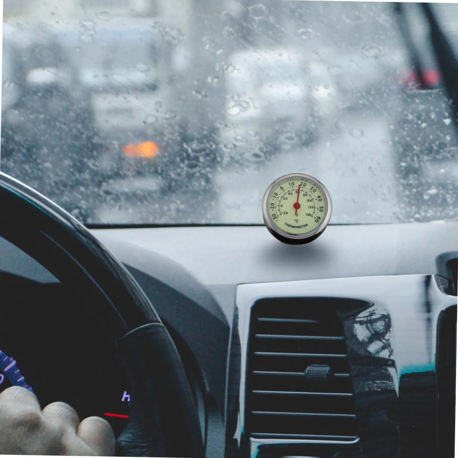GANAZONO Termometr Samochodowy z Luminous Display Samoprzylepny Termometr Do Pojazdów Monitorowanie Temperatury Wnętrza i Zewnątrz Akcesoria Motoryzacyjne