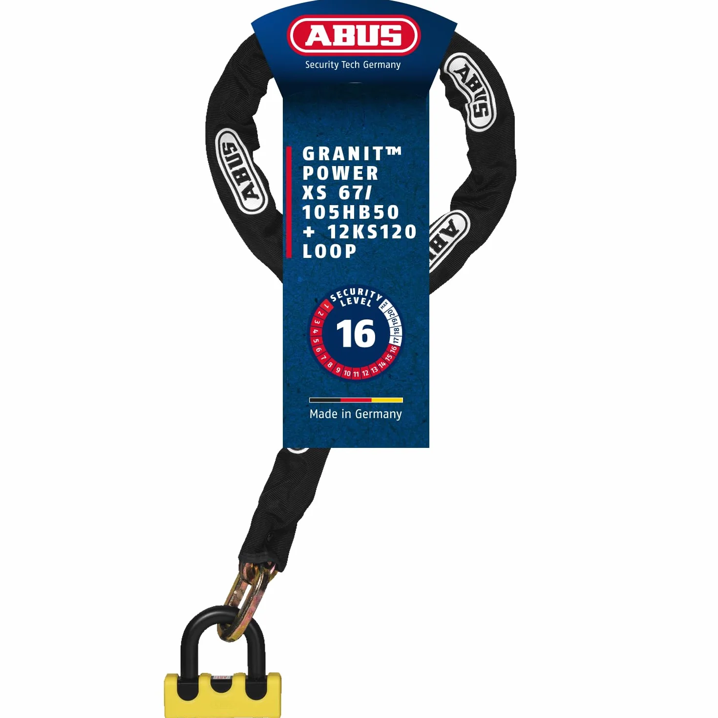 ABUS Granit Power XS 67/105HB50 żółty + 12KS120 czarna pętla