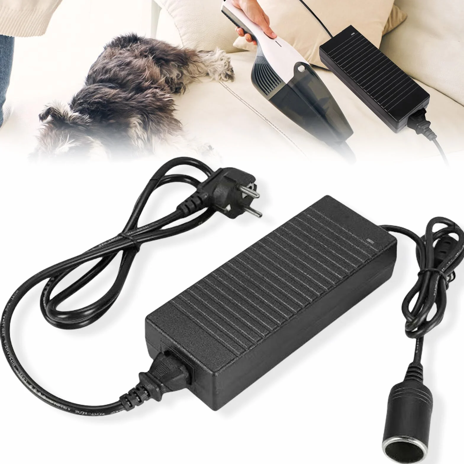Przetwornica napięcia 230 V na 12 V, 180 W/15 A, adapter inwerterowy z wtyczką zapalniczki samochodowej, zasilacz AC na DC do chłodnicy, odkurzacza samochodowego