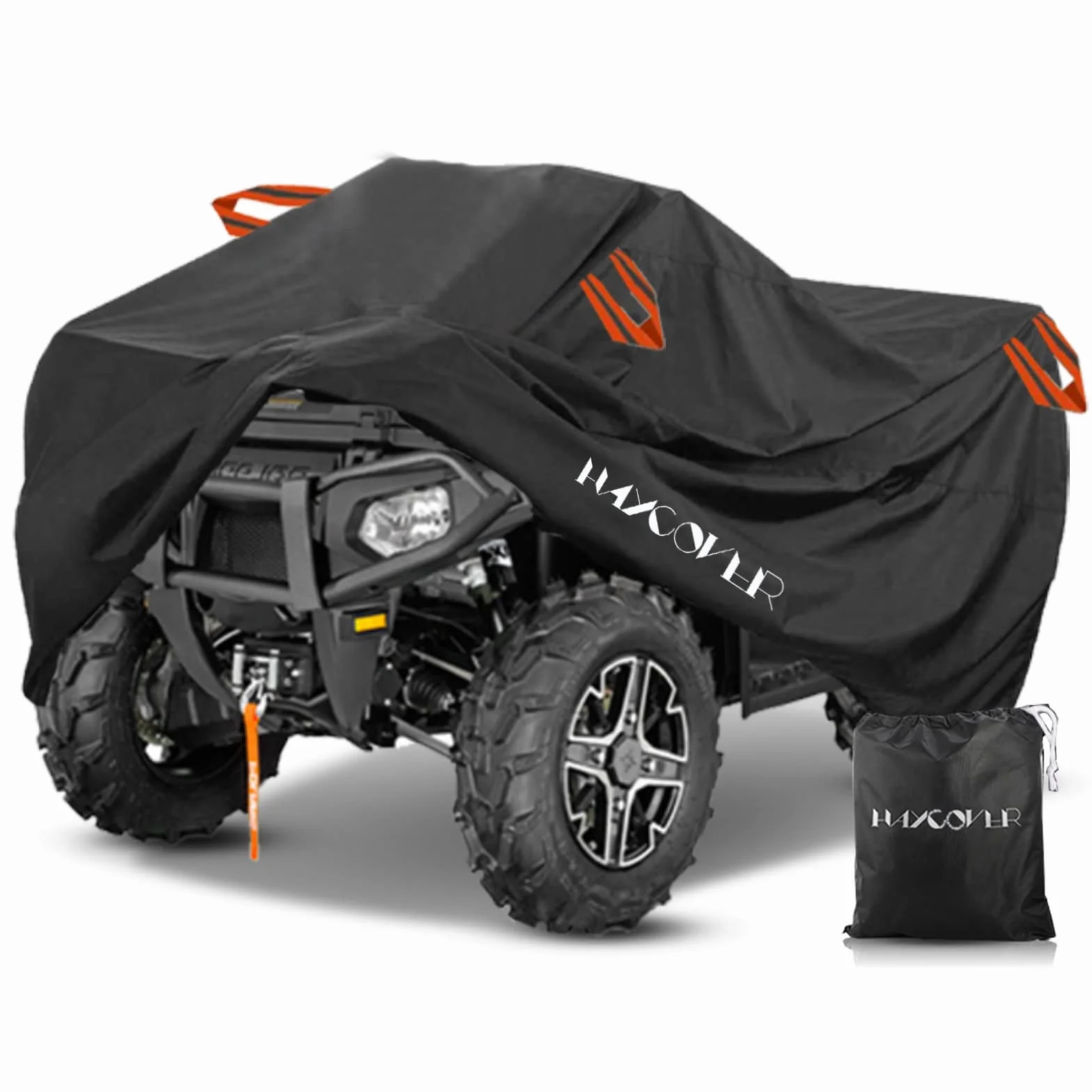 Wodoodporny pokrowiec na ATV, do Polaris Sportsman Yamaha, Honda, FourTrax, Kawasaki, Brute Force, Koło, Czarny XXXL 256 x 110 x 120 cm