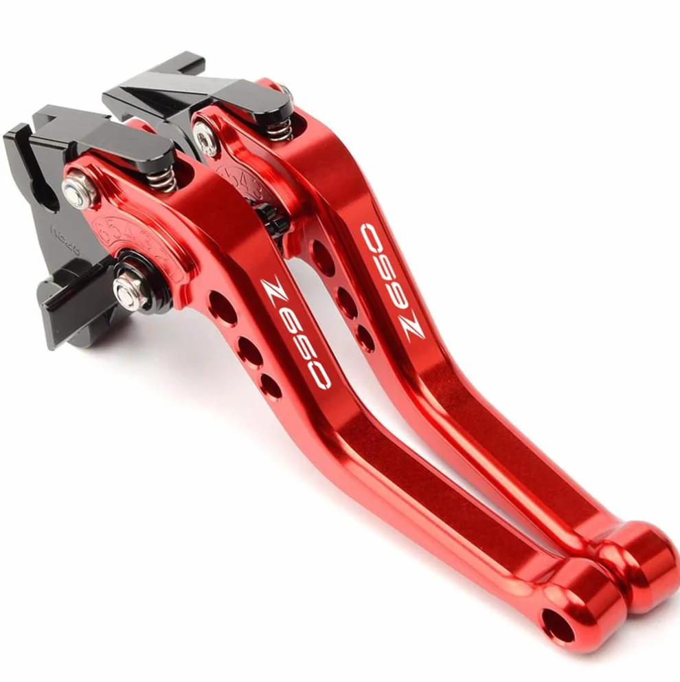 ESPEEDMTC do Kawasaki Z650 2017-2021 Akcesoria do dźwigni sprzęgła hamulcowego, regulowane, krótkie, 6-stopniowe modyfikowane stopu aluminium CNC (czerwony)