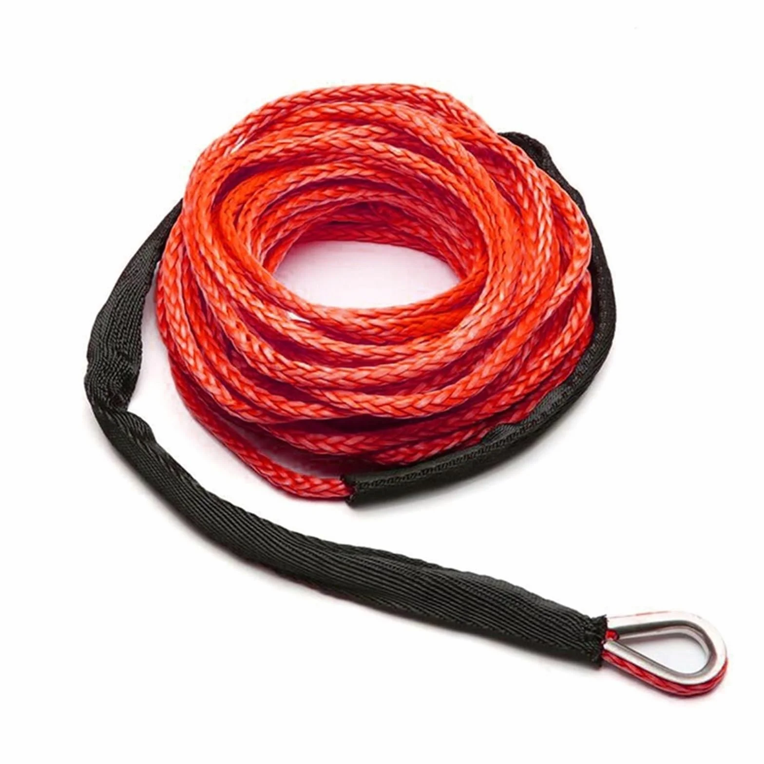 Lina wyciągarki, Kabel linowy wyciągarki z osłoną szary syntetyczny lina holownicza 15m 7700LBs sznurek do konserwacji myjni samochodowej ATV UTV Off-Road(Rood)