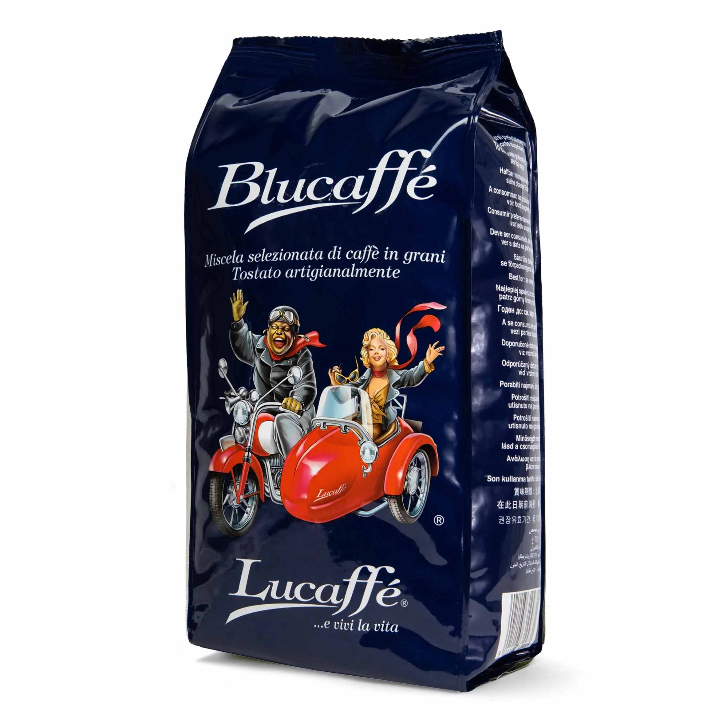 LUCAFFE Blucaffe, ziarna kawy 700 g worek kawy do zachowania aromatu, ziarna kawy Gourmet Arabica, owocowy smak, średnie palenie, średnie ciało, intensywny aromat, mało kofeiny