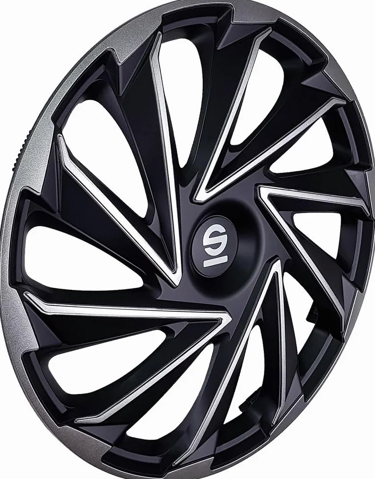Sparco Zestaw 4 pokrowców kół 16" cali Varese SPC1680SVBK srebrne czarne pokrowce na koła samochodowe