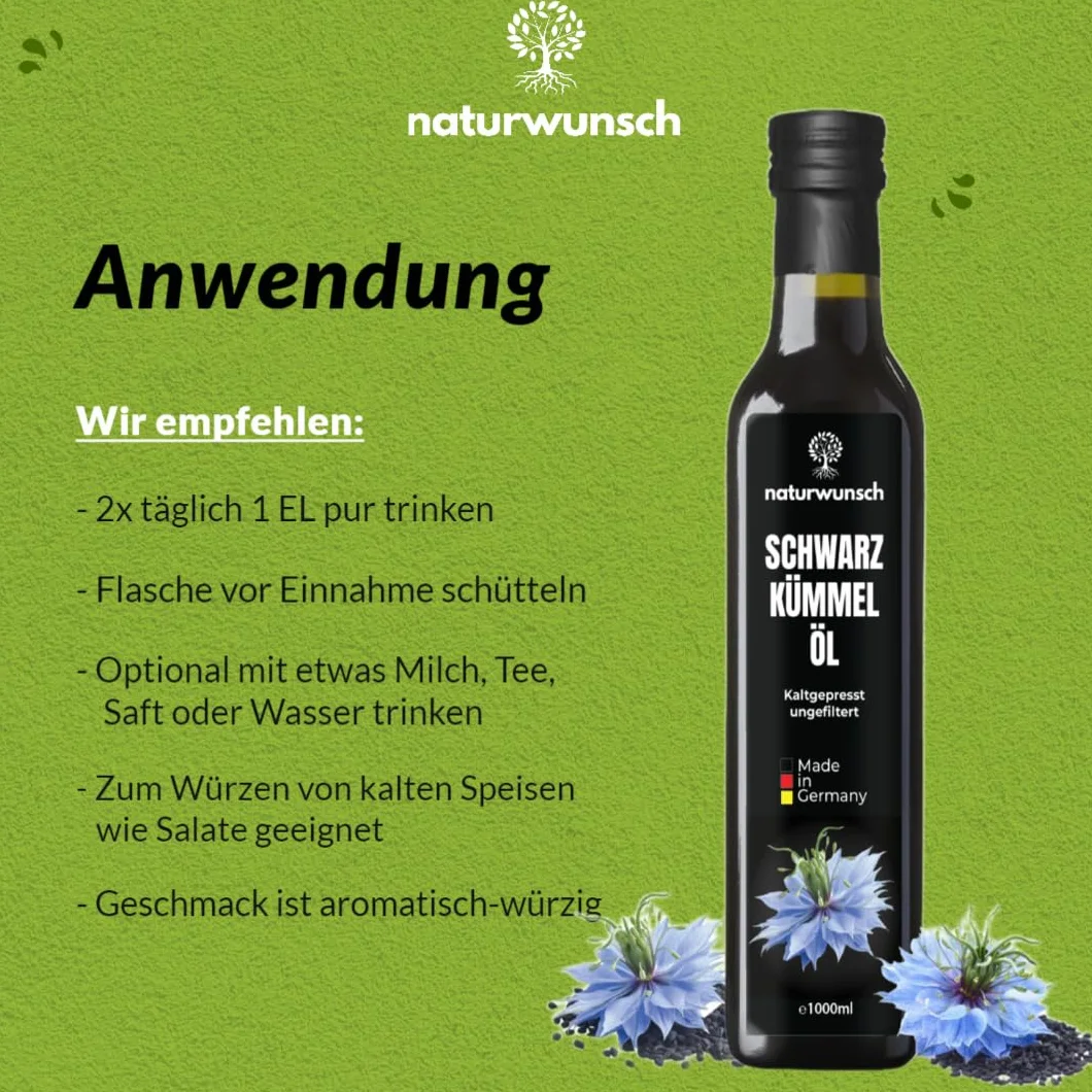Olej z czarnuszki 1000 ml niefiltrowany tłoczony na zimno z Egiptu Nigella sativa