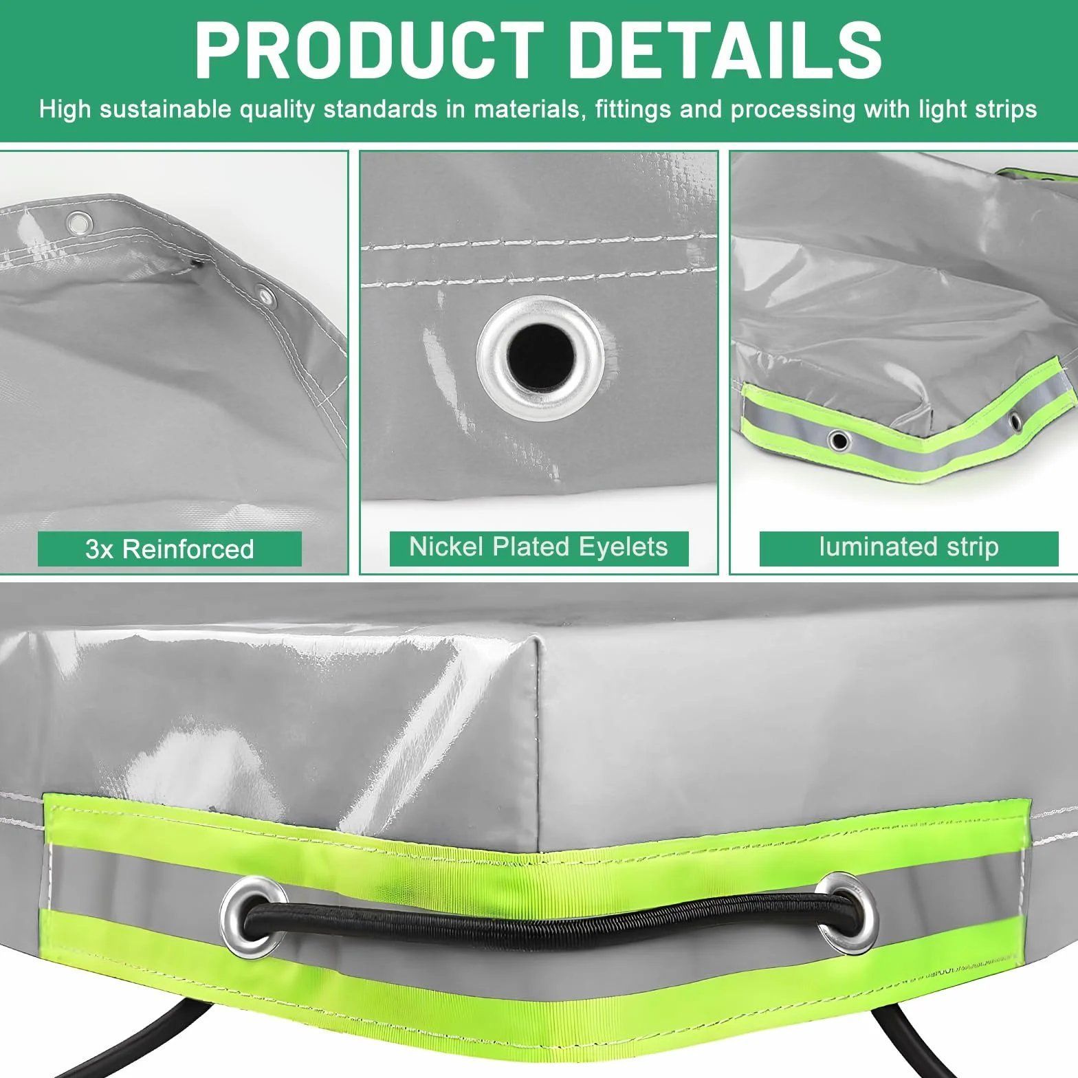DBREAKS Plandeka przyczepy samochodowej 140 x 115 x 8 cm, płaska plandeka, z liną 6 m, wzmocnioną krawędzią i pokrowcem na przyczepę z materiału PVC, do różnych modeli przyczep samochodowych 350 kg