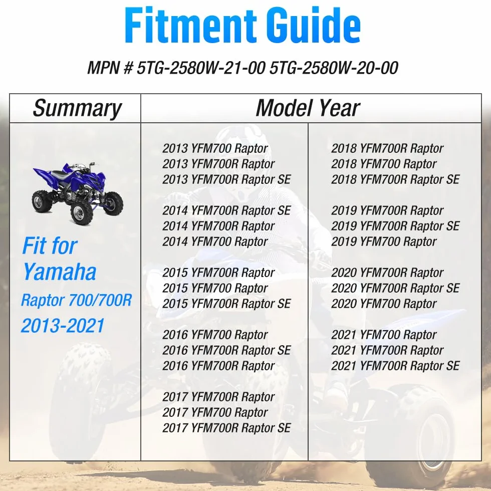 Zacisk hamulcowy tylny pasuje do Yamaha YFZ450 / YFZ450R / YFZ450X 2006–2021, Raptor 700 / 700R 2013–2021 z klocki hamulcowe