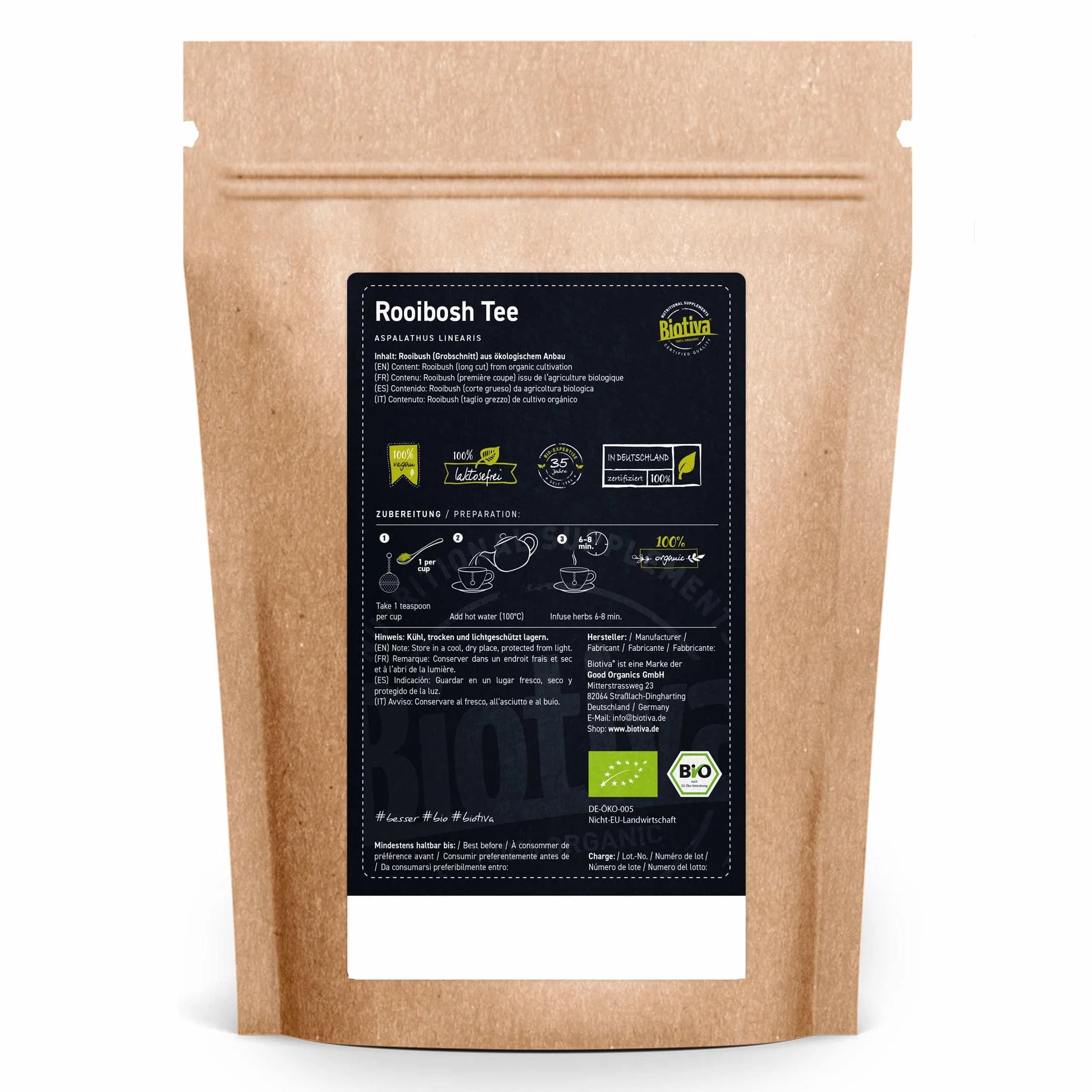 Biotiva Rooibos Herbata Bio 1 kg (4 x 250 g) - Aspalathus Linearis