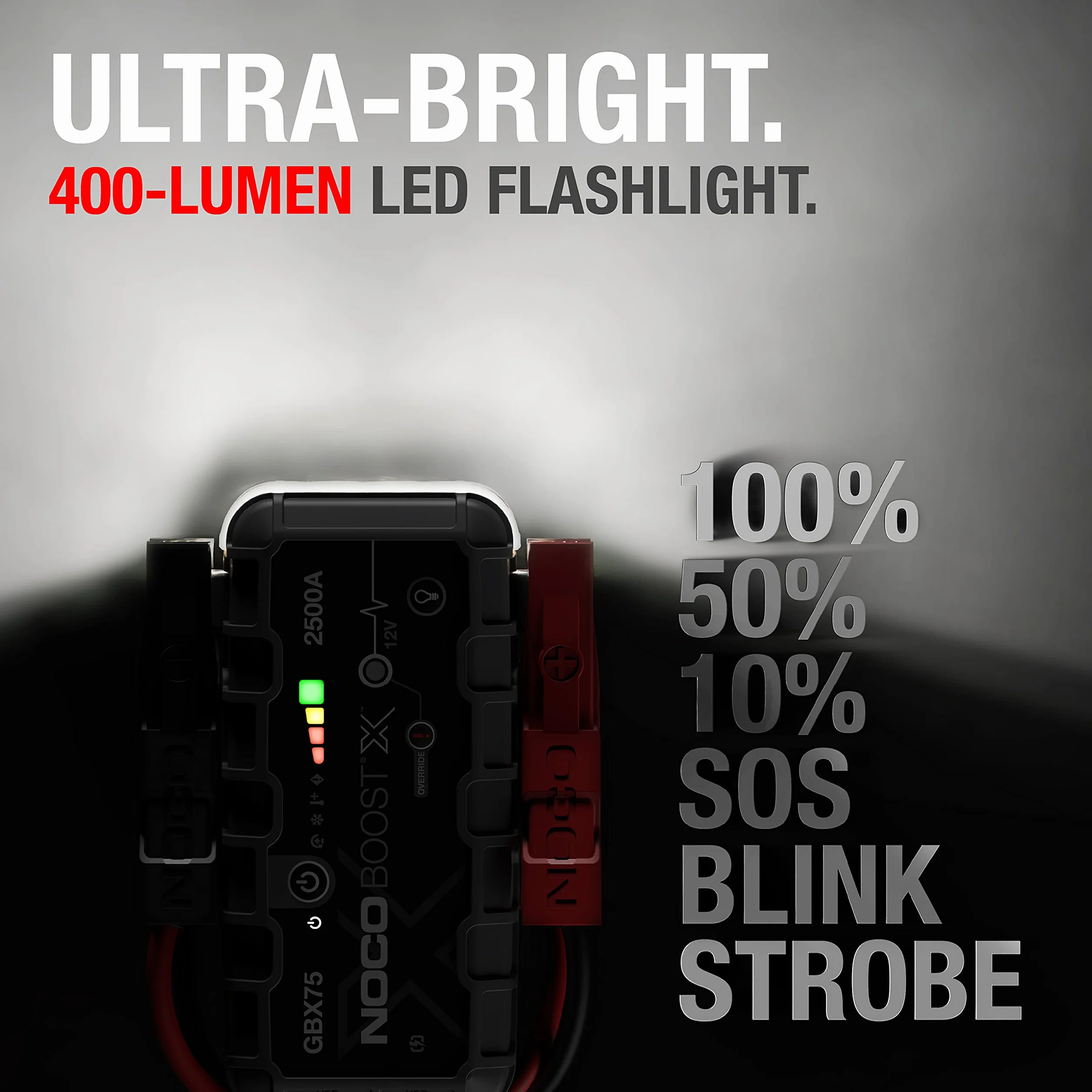 NOCO Boost X GBX75 2500A 12V UltraSafe litowy urządzenie rozruchowe, booster do akumulatora I kable rozruchowe do 8,5-litrowych silników benzynowych i 6,5-litrowych silników wysokoprężnych