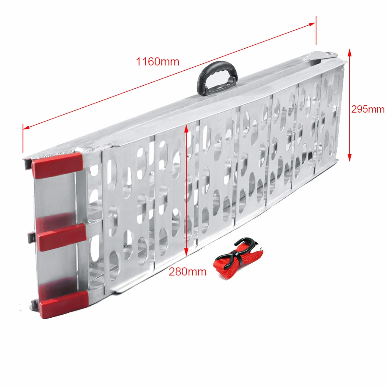 Wiltec Składany najazd aluminiowy o długości 226 cm i udźwigu 340 kg, lekka i łatwa rampa do przechowywania, do załadowania quadów i motocykli