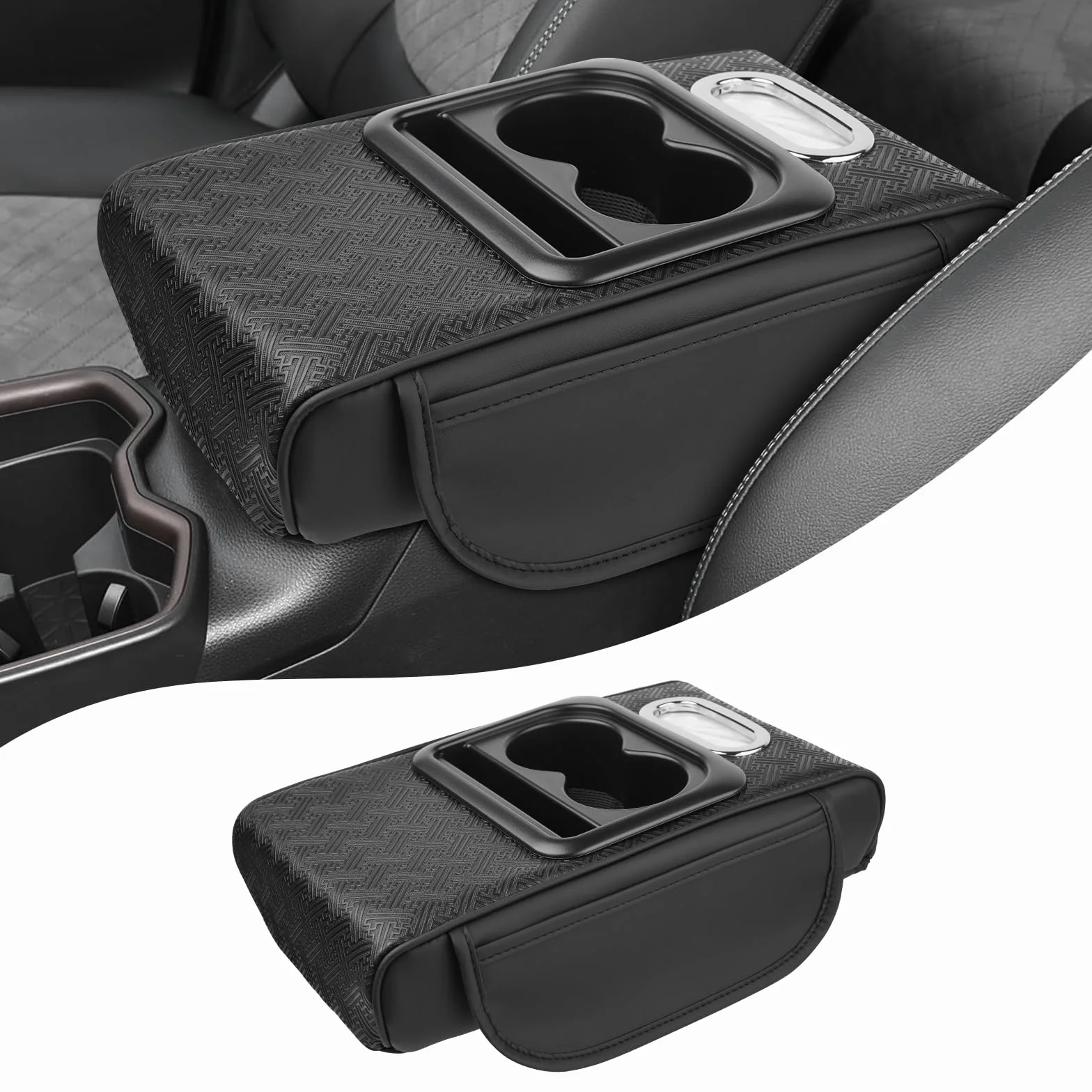 Autorder Pokrowiec na konsolę środkową do Toyota RAV4 2019-2025 akcesoria poduszka podłokietnika z wielofunkcyjnym miejscem do przechowywania skórzana osłona konsoli środkowej RAV4 pokrowiec na