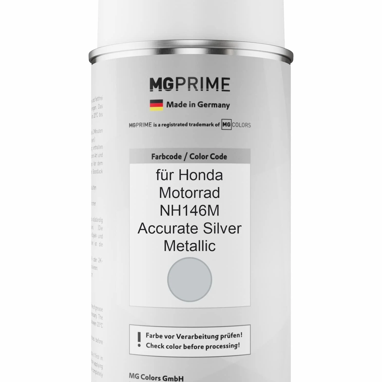MG PRIME Lakier do motocykli Puszka z aerozolem dla Honda Motorrad NH146M Accurate Silver Metallic Puszka z aerozolem bazowym 400ml