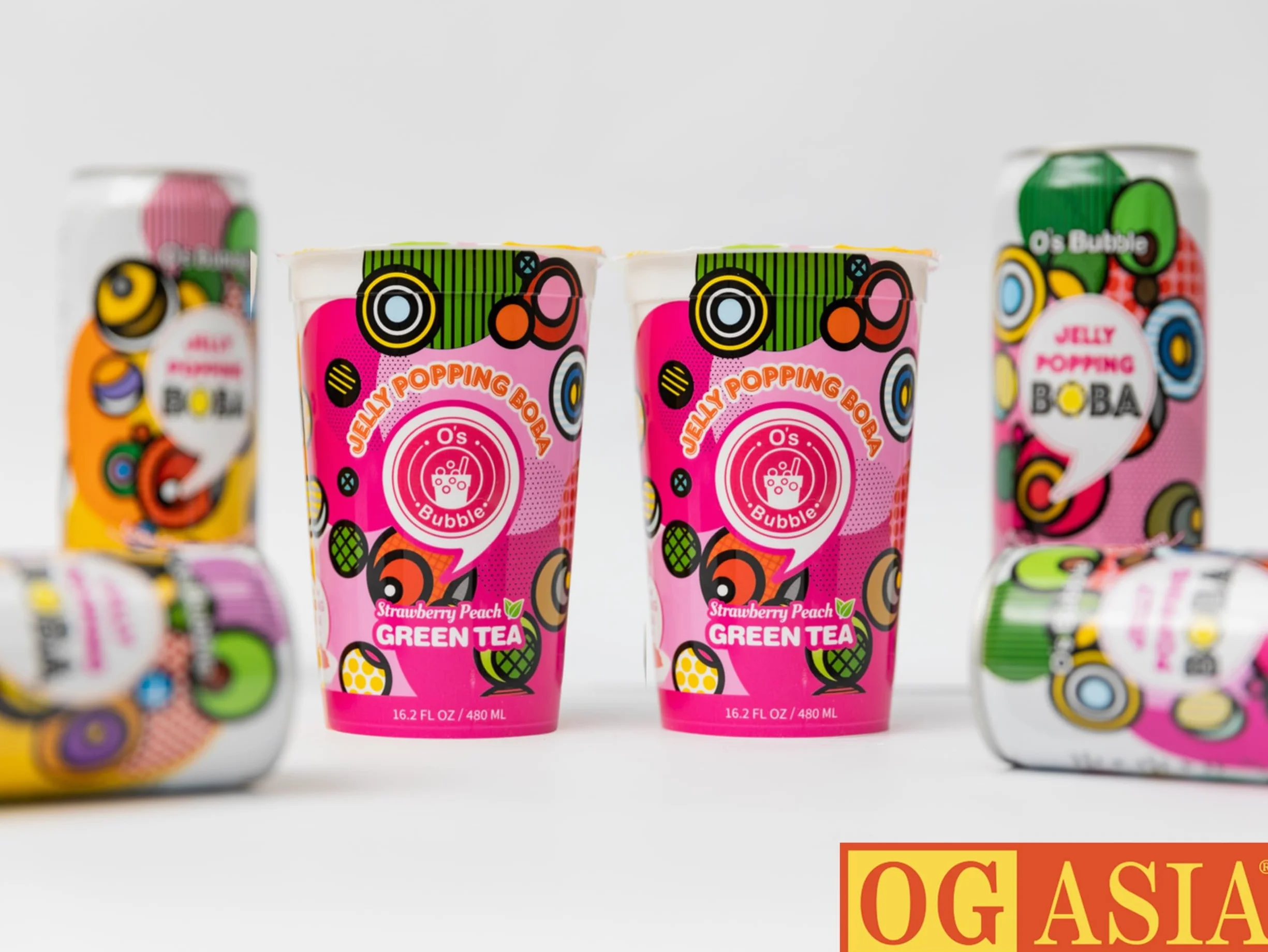 O's Bubble Tea truskawkowa brzoskwinia dwupak 2 x 480 ml wegańska bezglutenowa