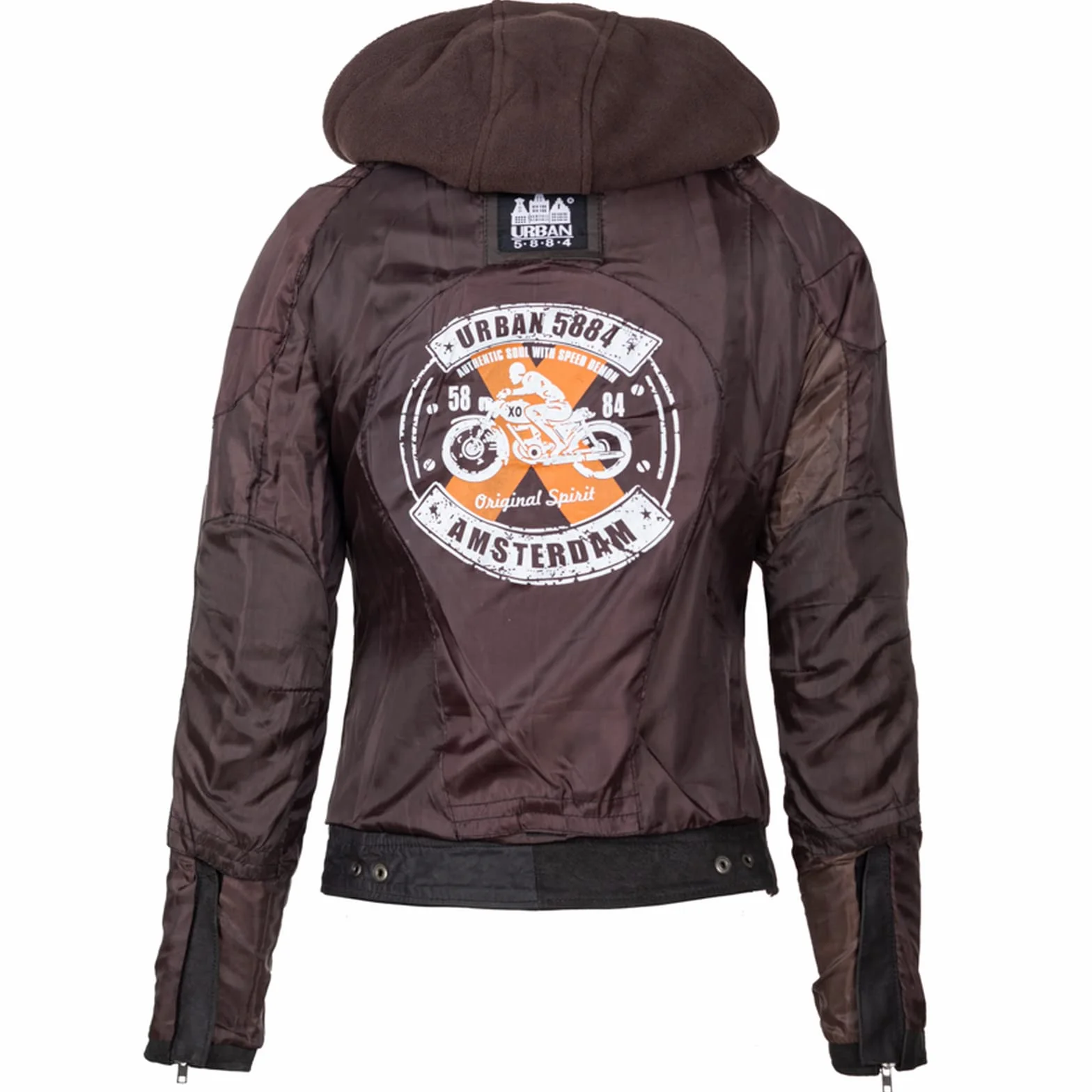 Urban Leather Damska kurtka motocyklowa Ur-170 z ochraniaczami, brązowa, L
