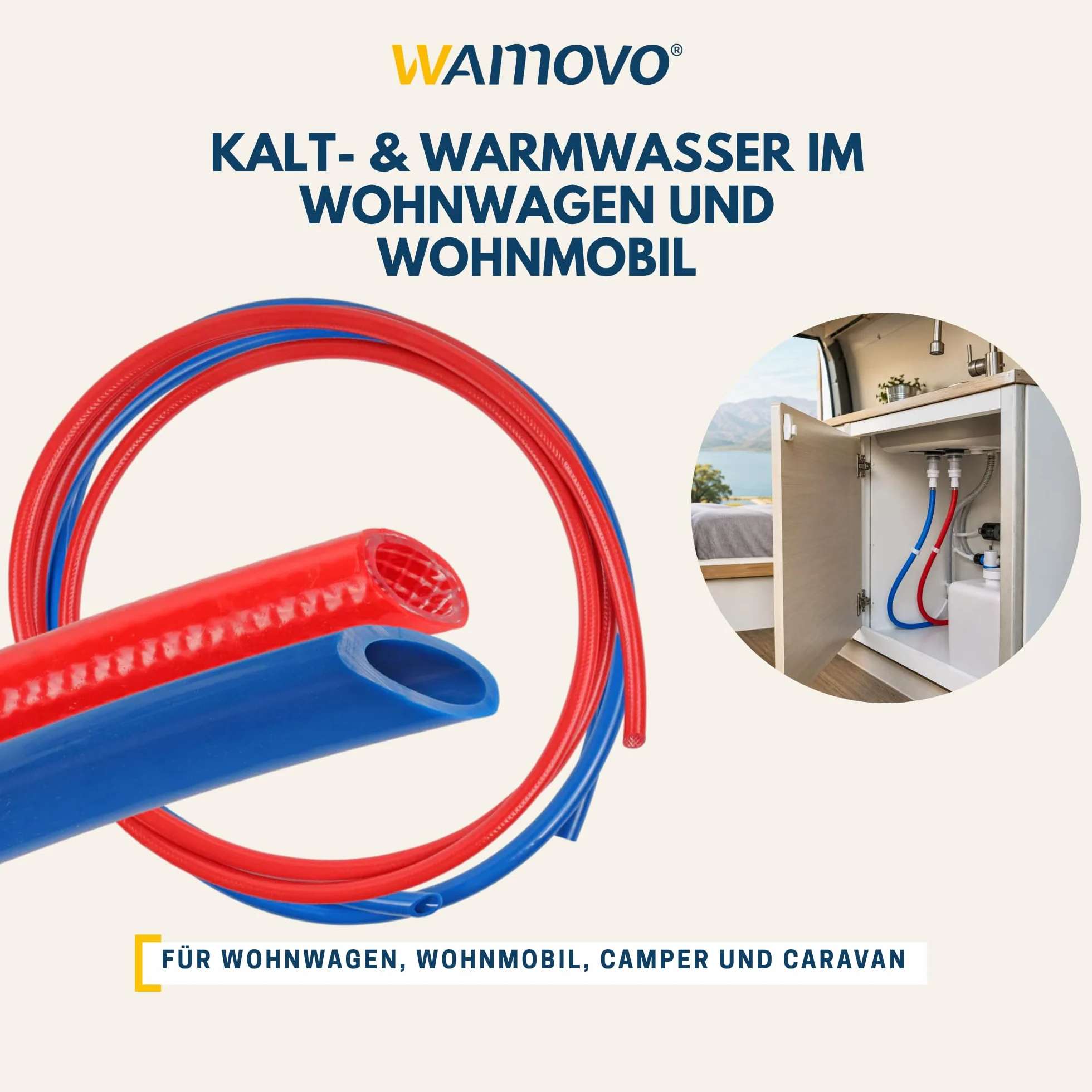 Zestaw węży do wody pitnej 20 metrów czerwony i niebieski 10 x 3 mm zimna i 10 x 2 mm ciepła woda do kamperów i przyczep kempingowych