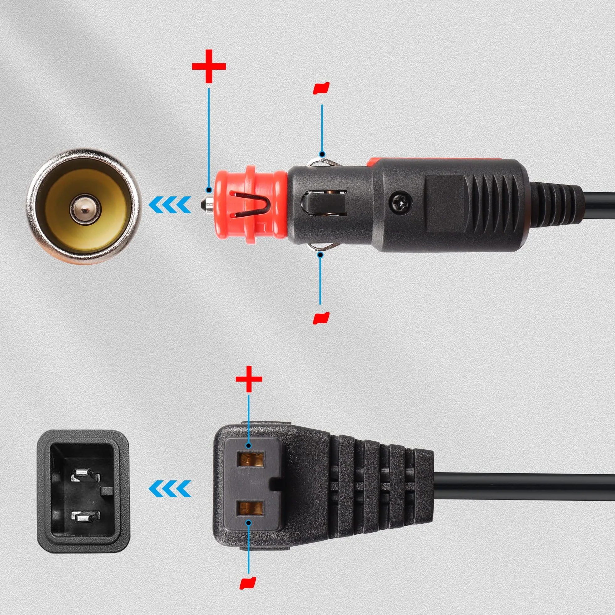 GINTOOYUN 16AWG Kabel do lodówki samochodowej 9.84FT Wtyczka zapalniczki do DC12/24V Dwupinowy kwadratowy przewód zasilający do lodówki samochodowej do przenośnej lodówki samochodowej