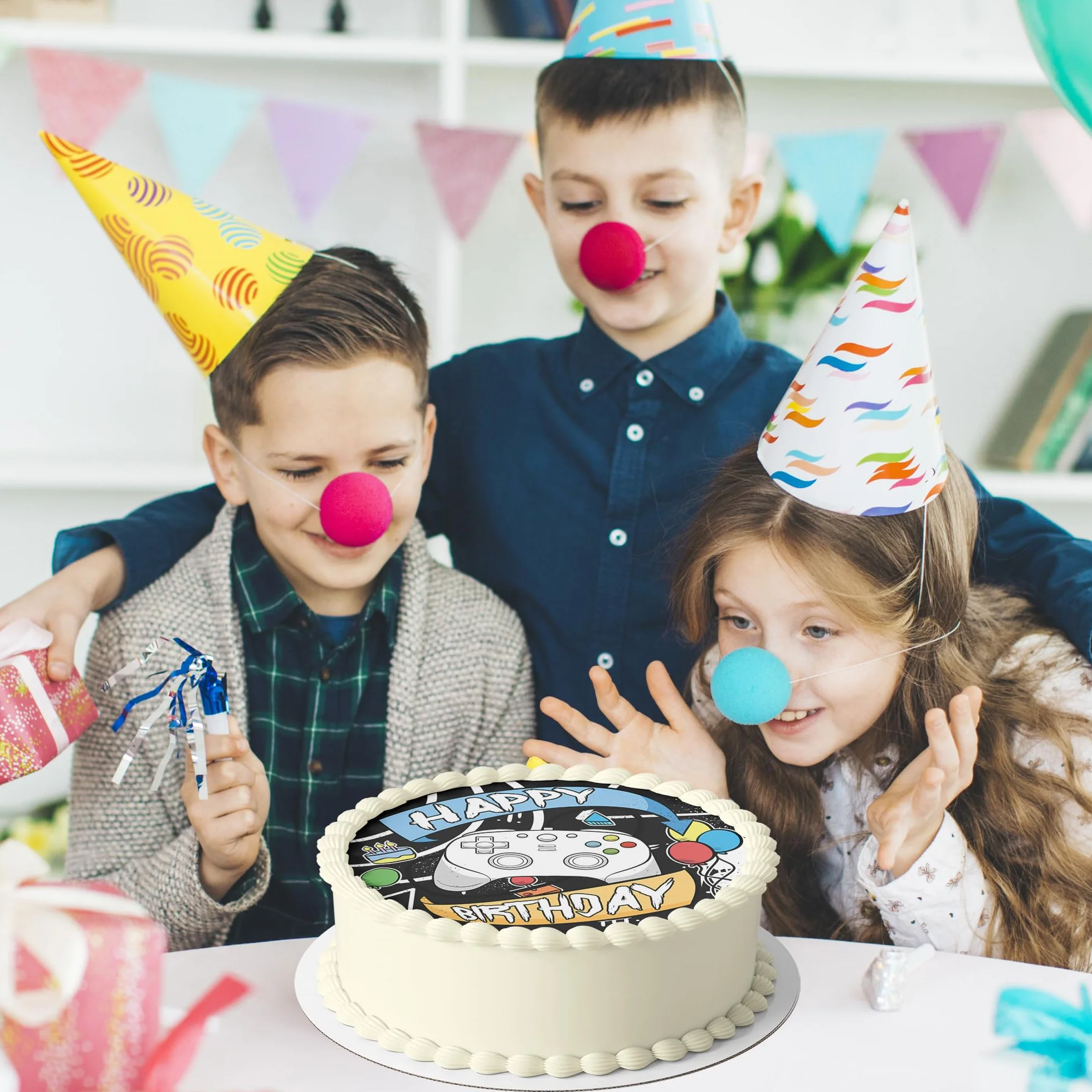 J&M DECO Nakładka na tort dla graczy Ø 20 cm jadalna dekoracja ciast z papieru cukrowego