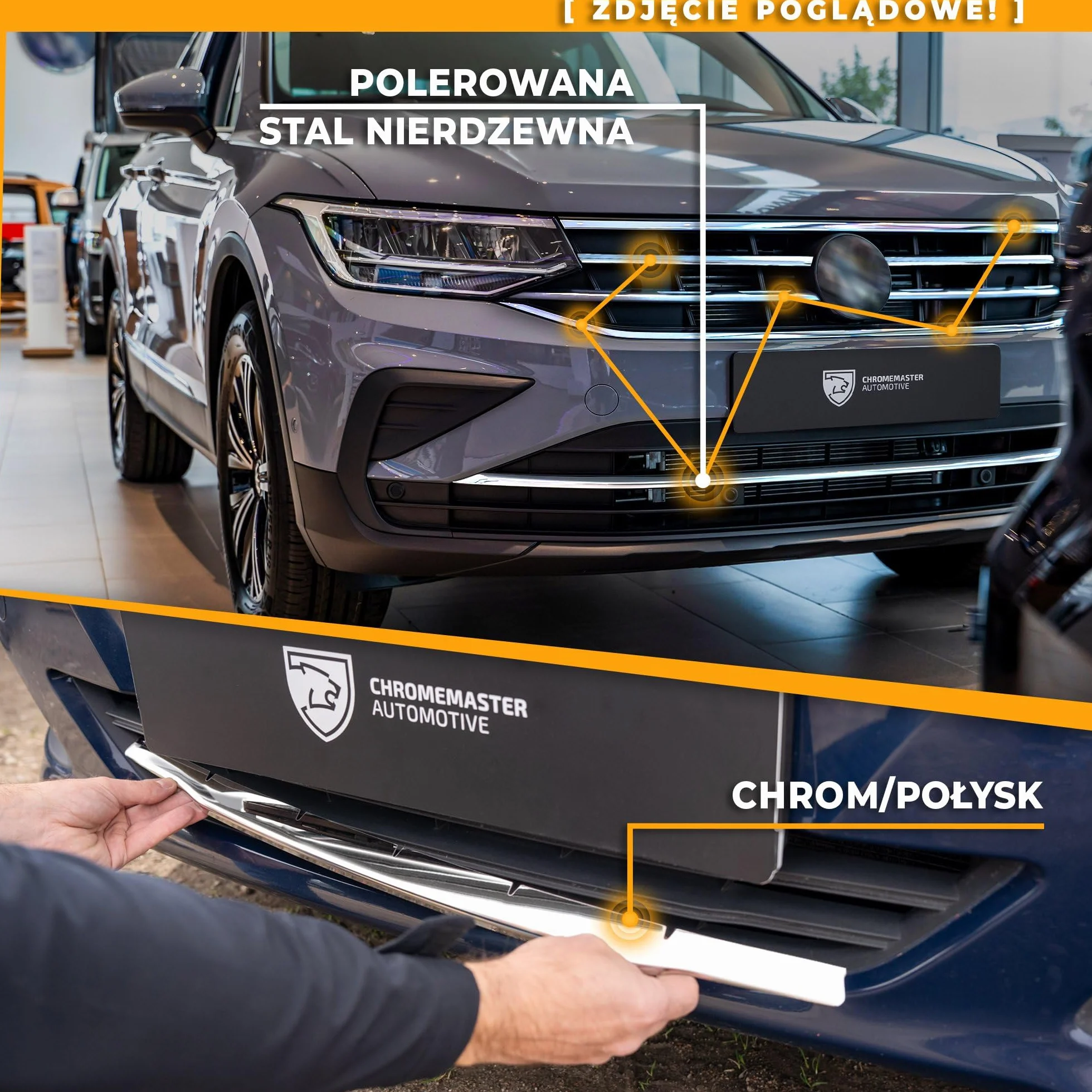 CHROMEMASTER | Kompatybilna z VW T6.1 California 2019-2024 | Listwa Atrapy Zderzaka Przedniego; Stal Nierdzewna Polerowana | Idealne Dopasowanie; Nowy, Atrakcyjny Wygląd Samochodu