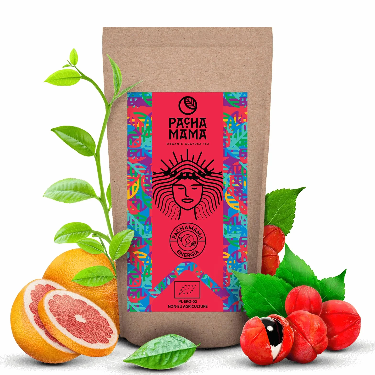 Guayusa Pachamama Energia 0,25 kg | Organiczna Ilex Guayusa z Ekwadoru 250 g | Mocno pobudzająca | Z guaraną| Kuzynka yerba mate | Delikatny smak | Alternatywa kawy | Tradycyjny napar Indian