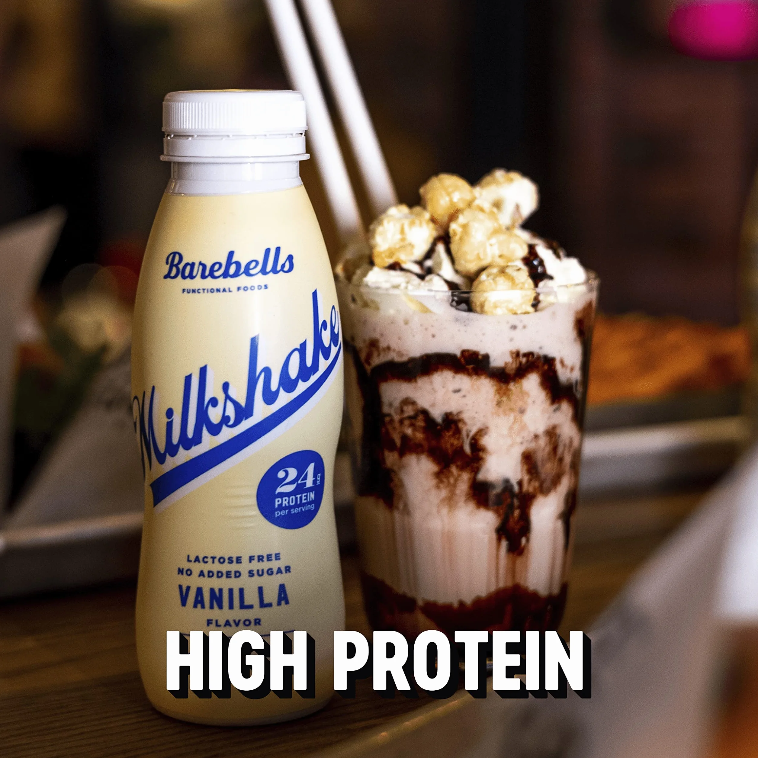 Barebells Kremowy shake białkowy – niskocukrowe, 24 g białka na butelkę, bez laktozy – waniliowy koktajl mleczny, 8 x 330 ml