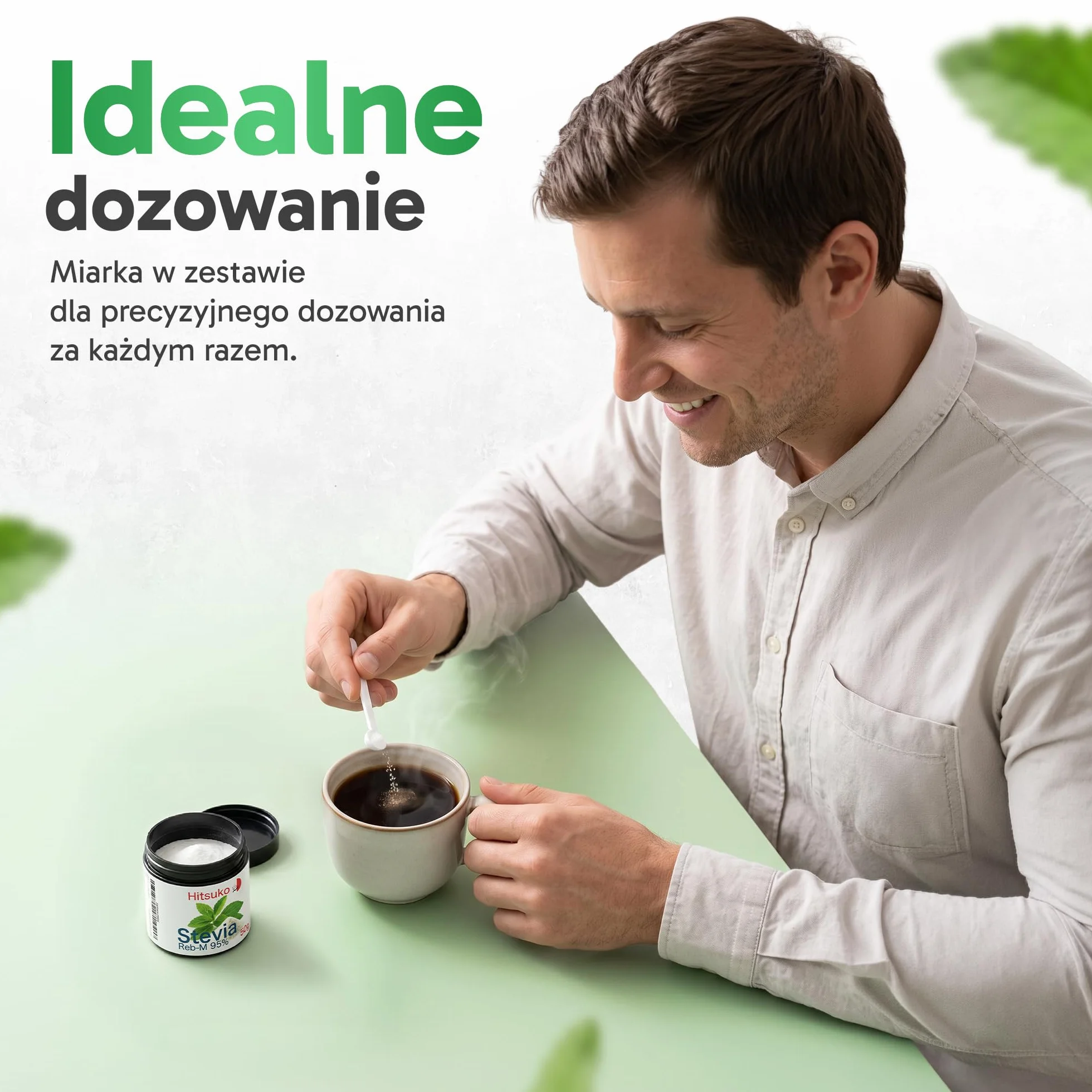 Premiumowy proszek ze stewii Reb-M 95 (50g) | Smak zbliżony do cukru | 470× większa słodycz