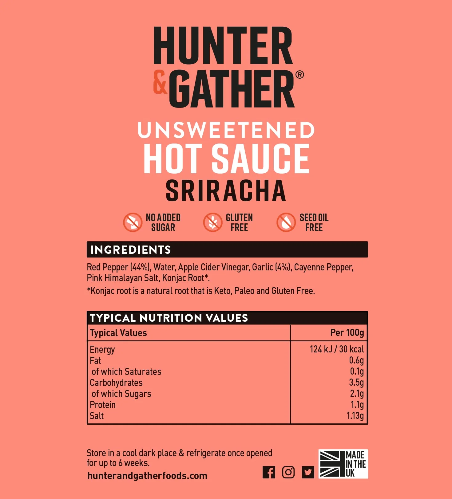 Ostra sosa Sriracha 350g bez cukru Keto Paleo Wegański Salt Range Pakistan