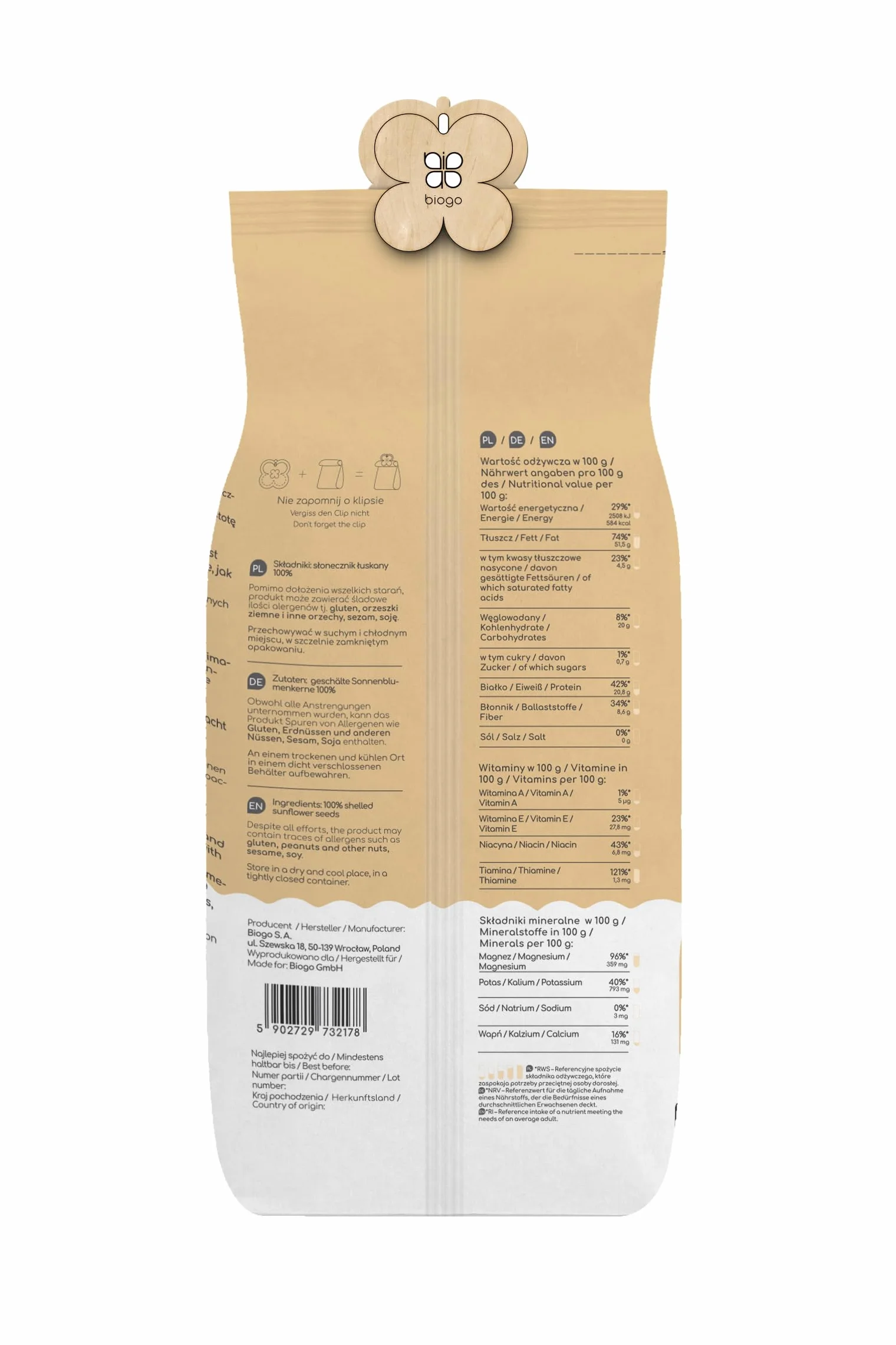Słonecznik łuskany 1 kg BIOGO