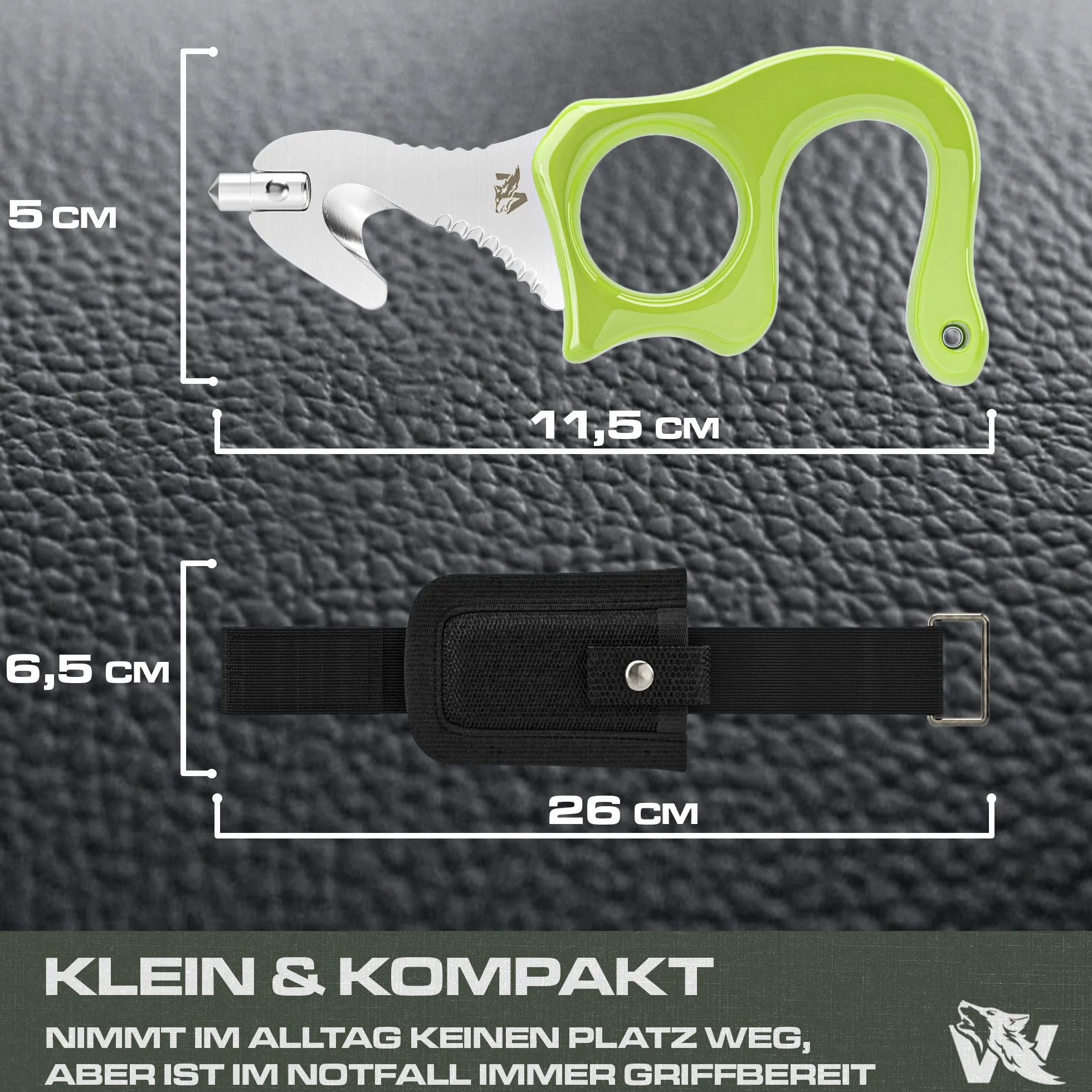 Wolfgangs Rescue Tool 440C Stahl Gurtschneider Notfallhammer Auto Leuchtfunktion