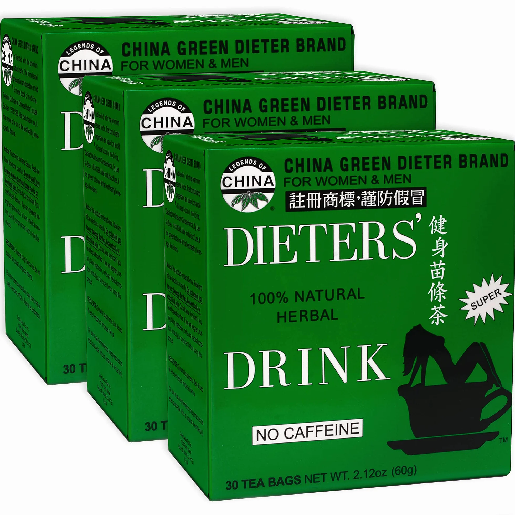 Uncle Lee's Tea Zestaw Triple Pack Legends of China Dieter's 100% Natural Herbal Drink No Caffeine 30 torebek 50 ml