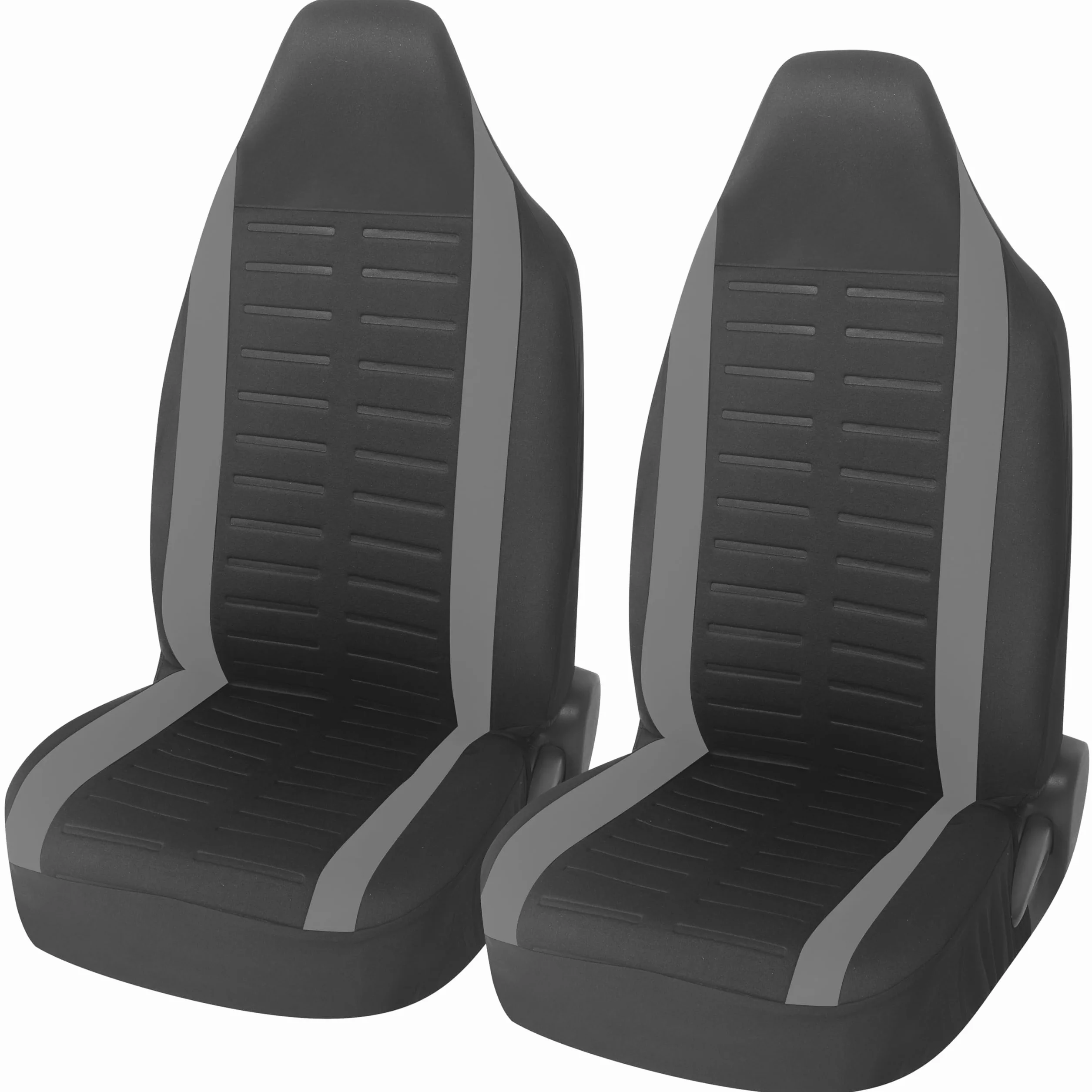 Upgrade4cars zestaw pokrowców na siedzenia samochodowe dla foteli pilota | Pokrowiec na przednie siedzenia w kolorze szarym | Pokrowce na siedzenia samochodowe uniwersalne z wbudowanym zagłówkiem |
