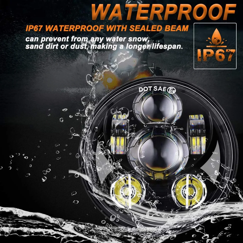 5.75"45W 3/4 Motorcycle Projector Reflektor LED Lampa dla Harley Sportster Iron 883 1200 Dyna Street Bob FXDB (czarny)