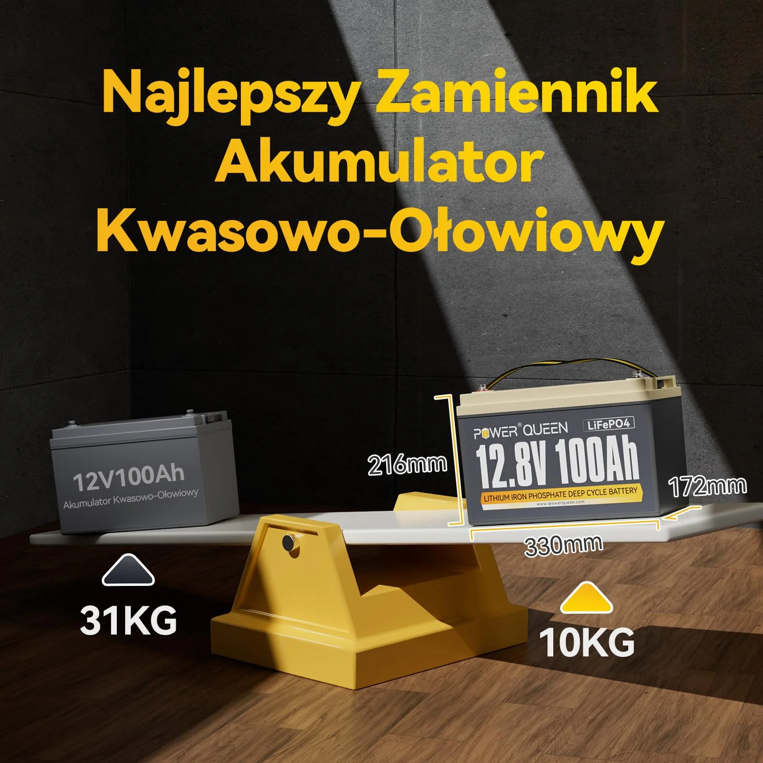Power Queen 12.8V 100Ah LiFePO4 Akumulator z BMS 100A 2 Pack