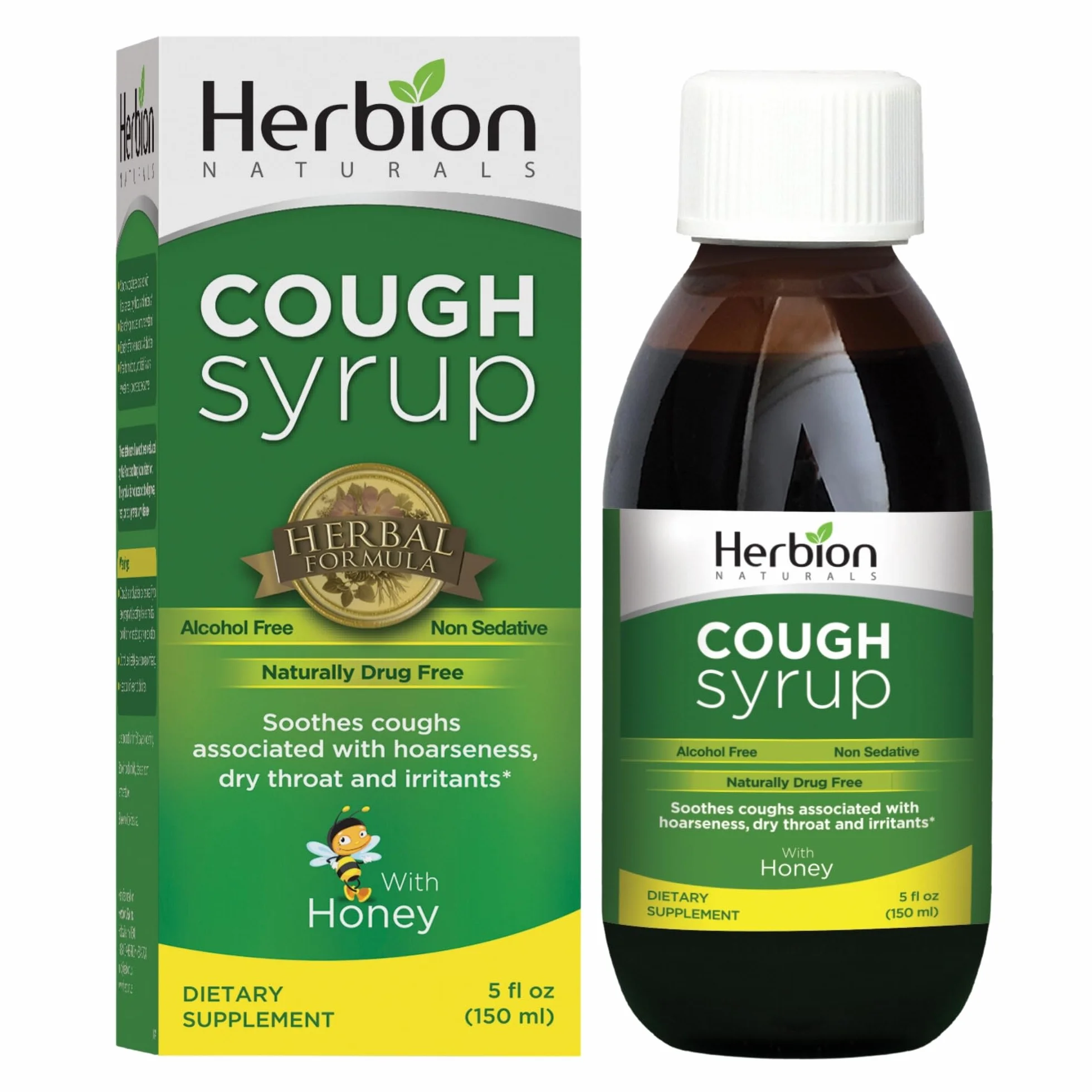 Herbion Naturals Syrop na kaszel z miodem - 5 FL Oz - pomaga na kaszel i łagodzi ból gardła - dla dorosłych i dzieci od 13 miesięcy - 24 syropy na kaszel