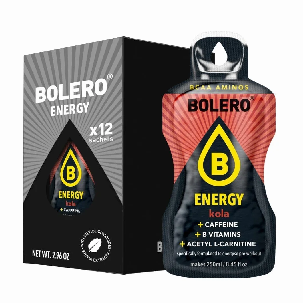 Bolero Energy | Sugar-Free Powder Drink | Vegan & Gluten-Free | For Active Lifestyles (12x7g, Cola)