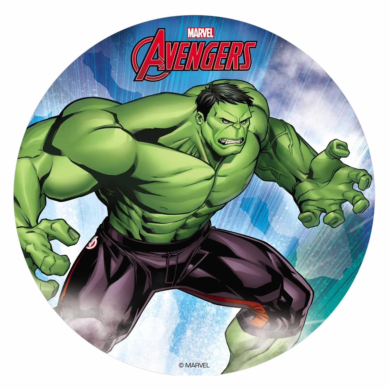 dekora - Dekoracja Dziecięce Torty Urodzinowe w Hulk Wafer Disc - Jadalna nakładka na tort 20cm - Licencjonowany produkt Avengers Marvel