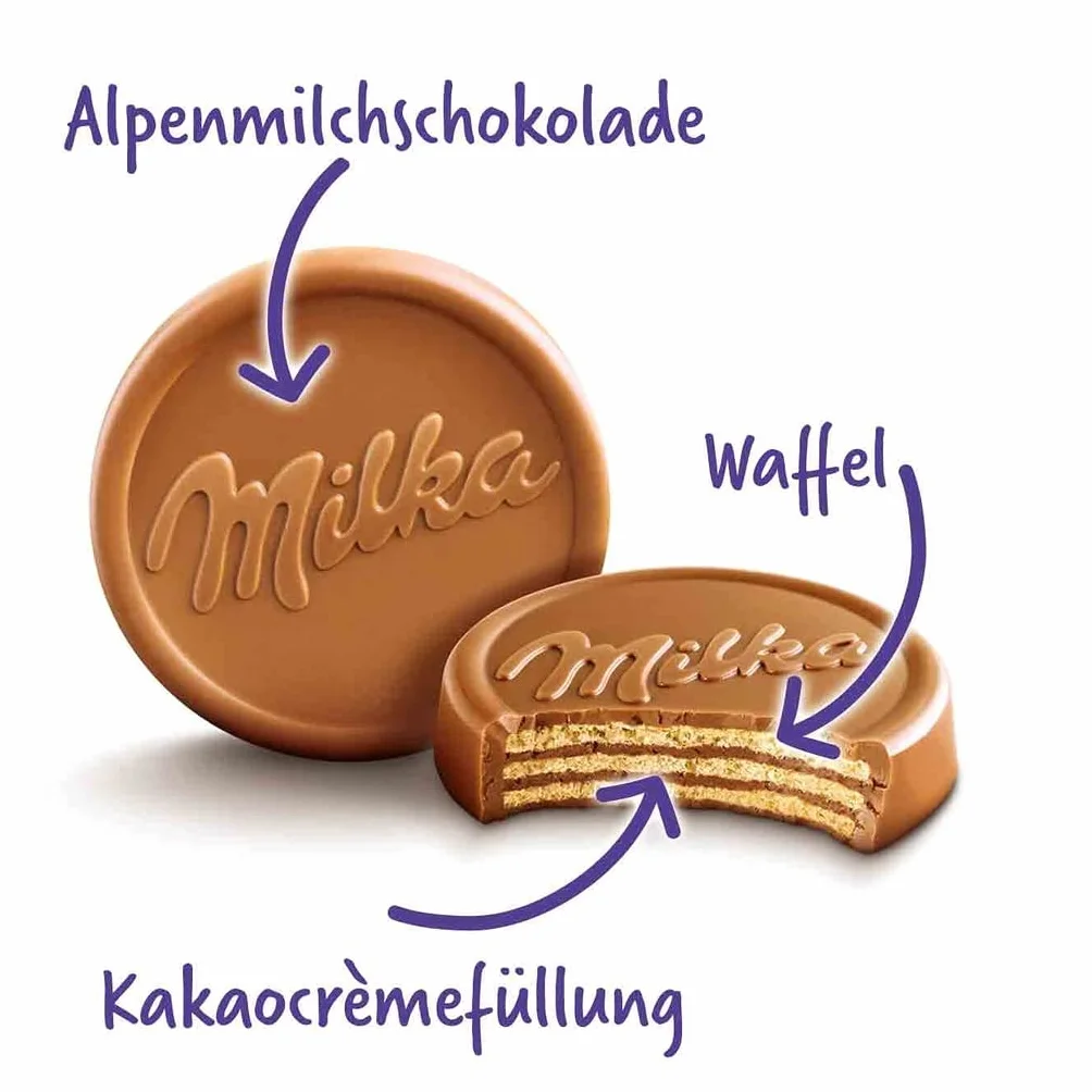Milka Choco Wafer Wafelki z kremem kakaowym oblane czekoladą mleczną 150 g