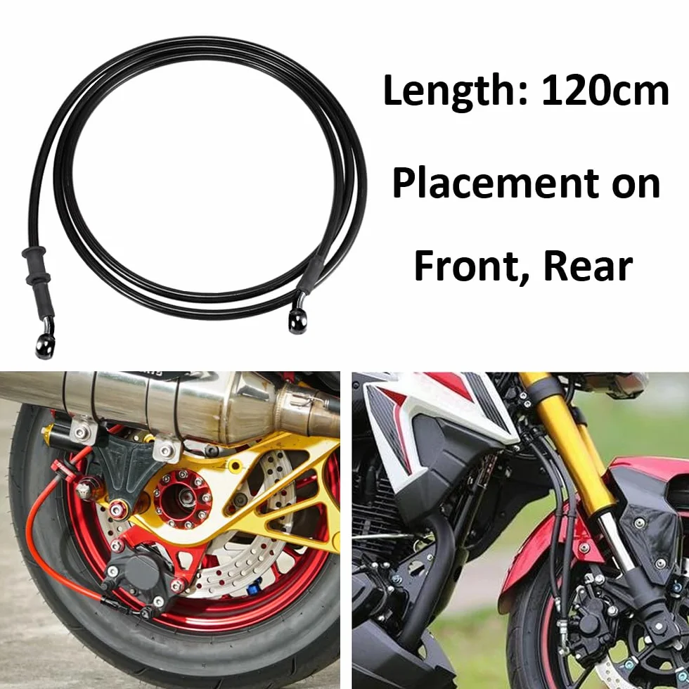 120cm Motocykl Rura Hamulca Oleju Hamulca Motocyklowego Wąż Rura Sprzęgła Hydrauliczny Wzmocniony Hamulec Stalowy Pleciony Motocross Tube Line Czarny