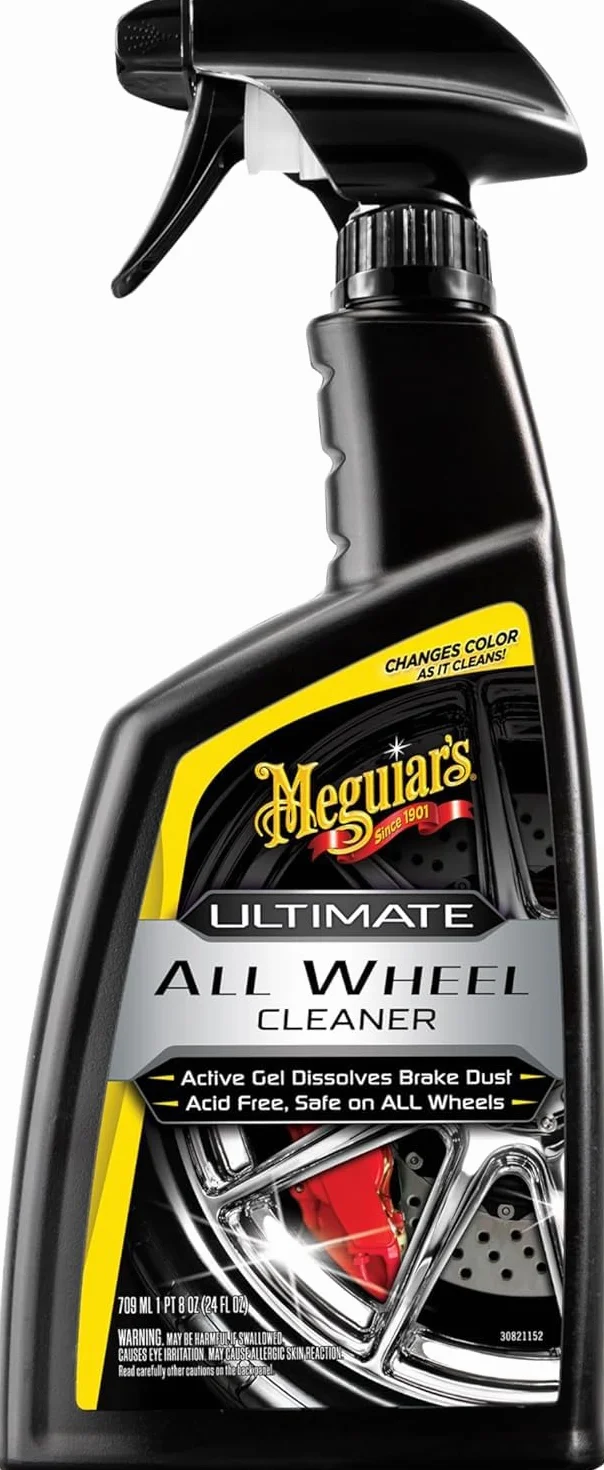 Meguiar's G180124EU Ultimate All Wheel Cleaner środek do czyszczenia felg, czyści wszystkie powierzchnie felg, usuwa kurz z hamulców i brud, neutralny pH, 709 ml