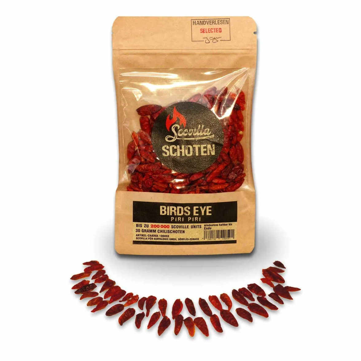 Scovilla s Birds Eye (Piri Piri) strąki, suszone, 30 g