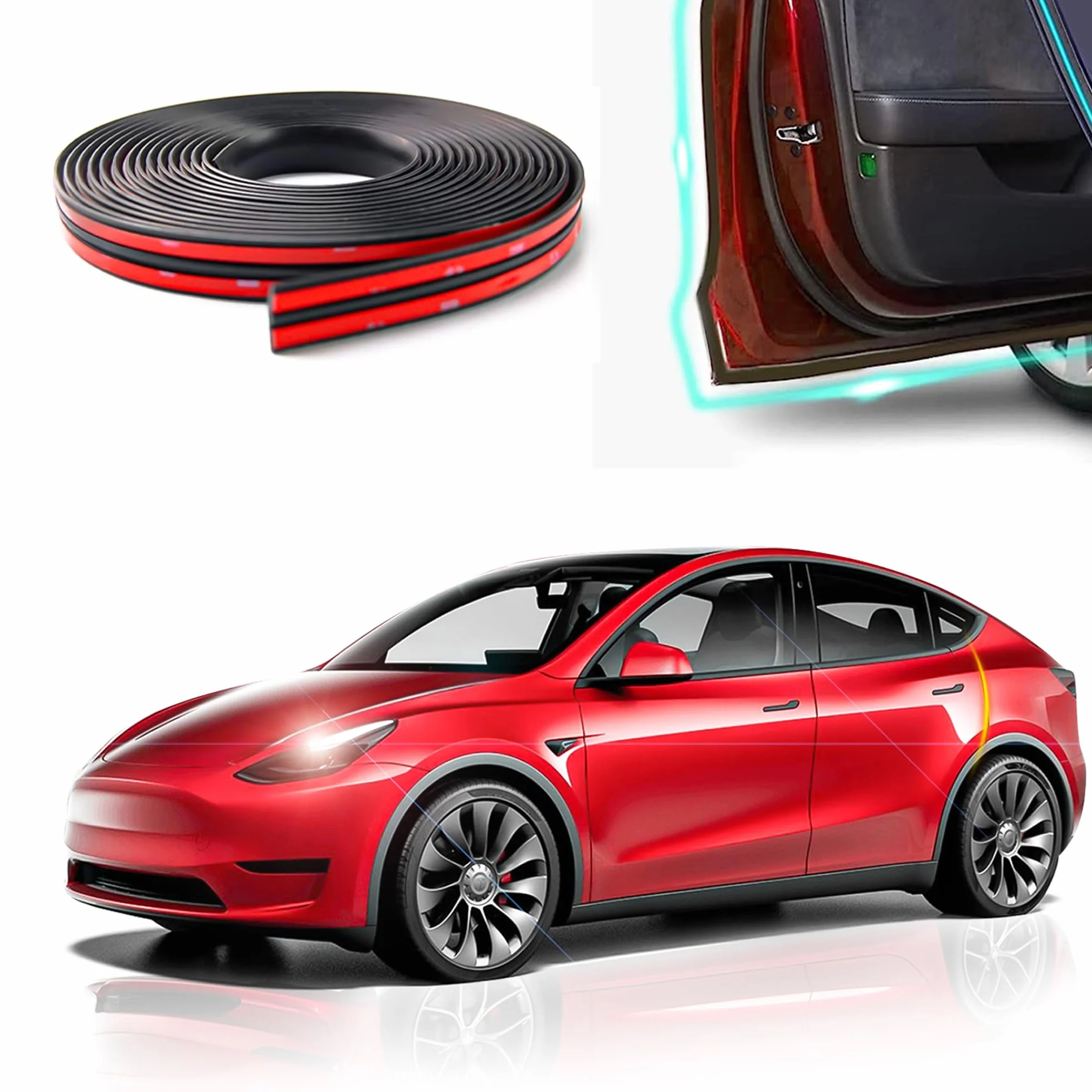 TOPABYTE Zestaw uszczelek do drzwi Tesla Model Y 2020-2024 dźwiękoszczelna gumowa uszczelka przeciwwiatrowa zestaw do redukcji szumów