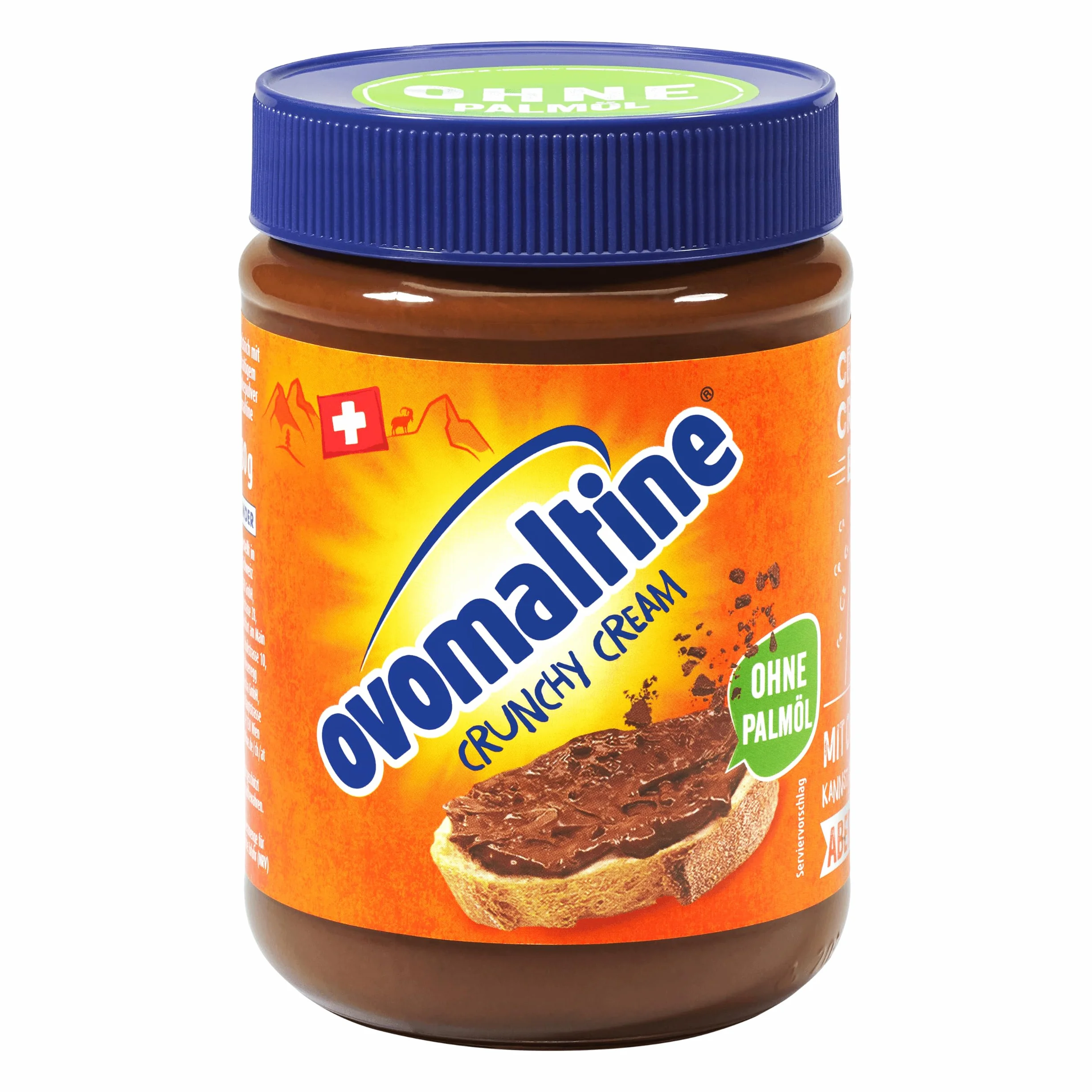 Ovomaltine Crunchy Cream pasta do smarowania chleba – wyjątkowo chrupiący krem czekoladowy bez oleju palmowego – słodka smarka z chrupiącymi kawałkami owomaltiny – wyprodukowano w Szwajcarii (1 x 380 g)