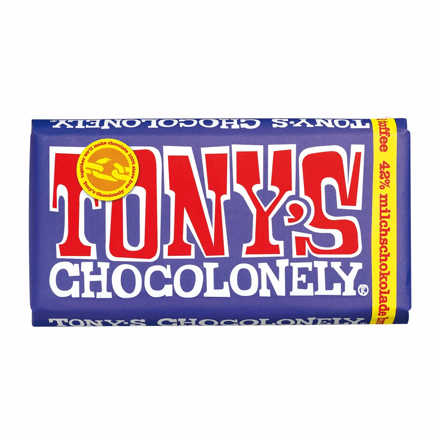 Tony's Chocolonely - czekolada pełnomleczna z precelem i kawą - tablica czekolada z karmelem - 42% kakao - 180 gramów - Belgium Fairtrade Chocolate