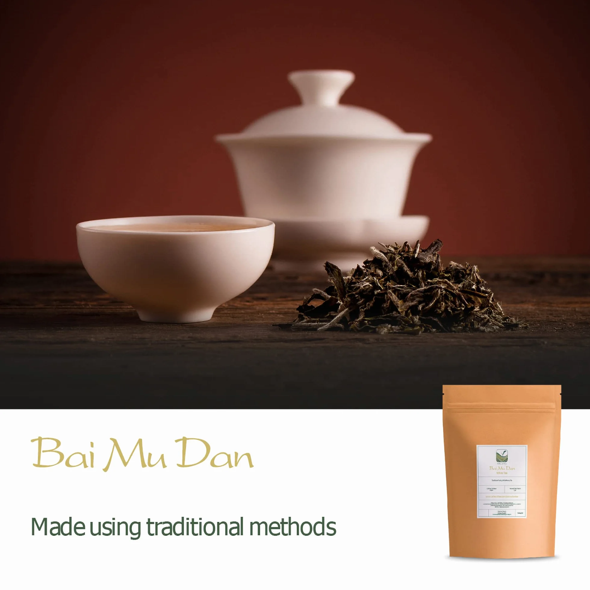 Bai Mu Dan - Biała Peonia Białe Liście Roztaczane z Chin - Baimudan lub Paimutan 50g