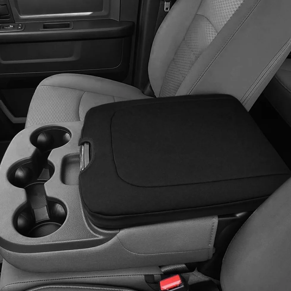 DEYTOP Pokrowiec konsoli środkowej do Dodge Ram 1500/2500/3500 2013-2018 akcesoria pokrowiec na podłokietnik samochodowy do modeli klasycznych 2013-2024 Ram 1500/2500/3500 (neopren, neopren)